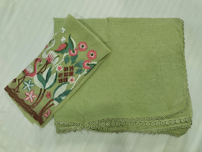 Pastel colours thread work Sarees
