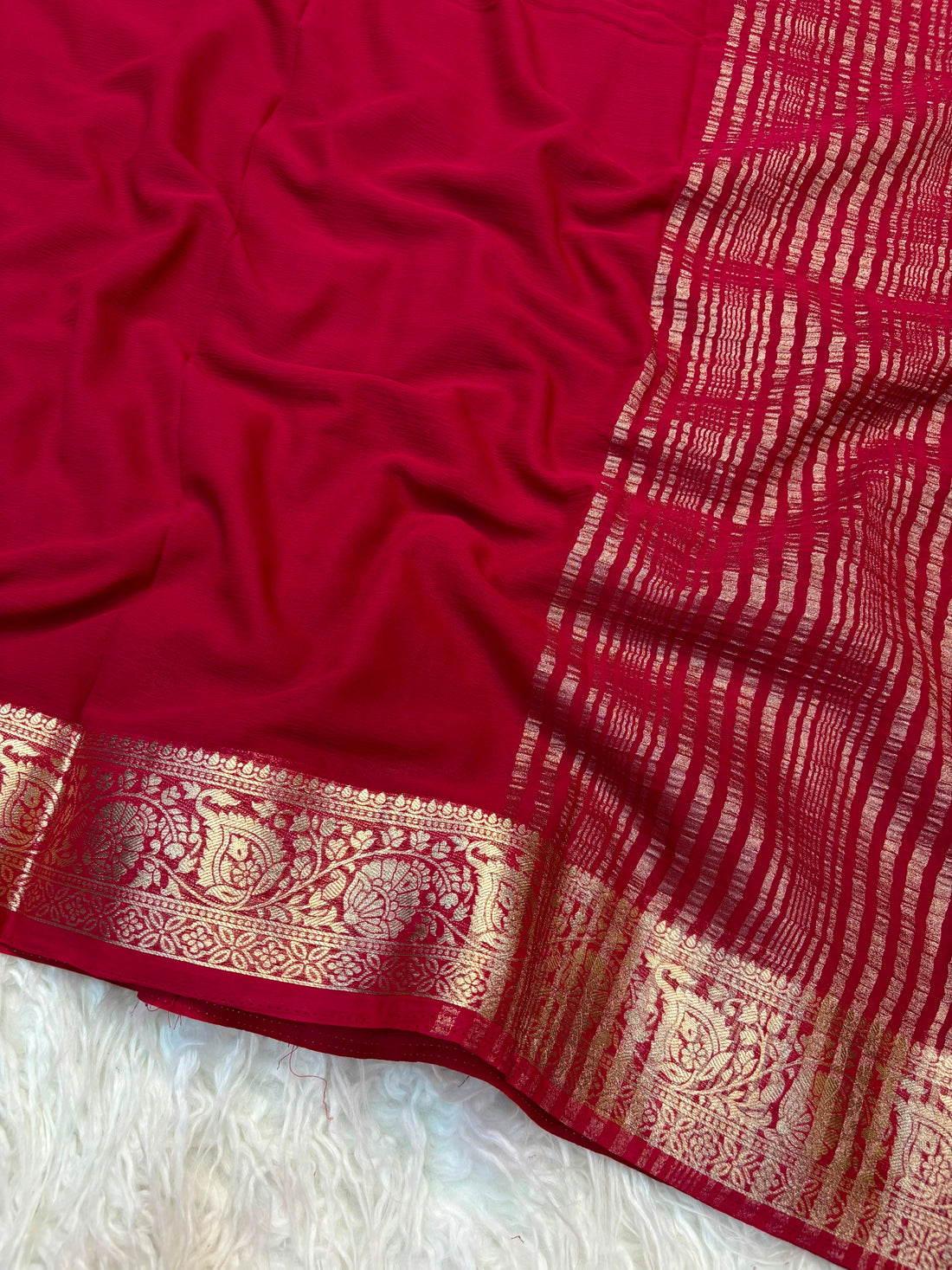 Pure chiffon saree with jacquard pallu(NON-STORE)