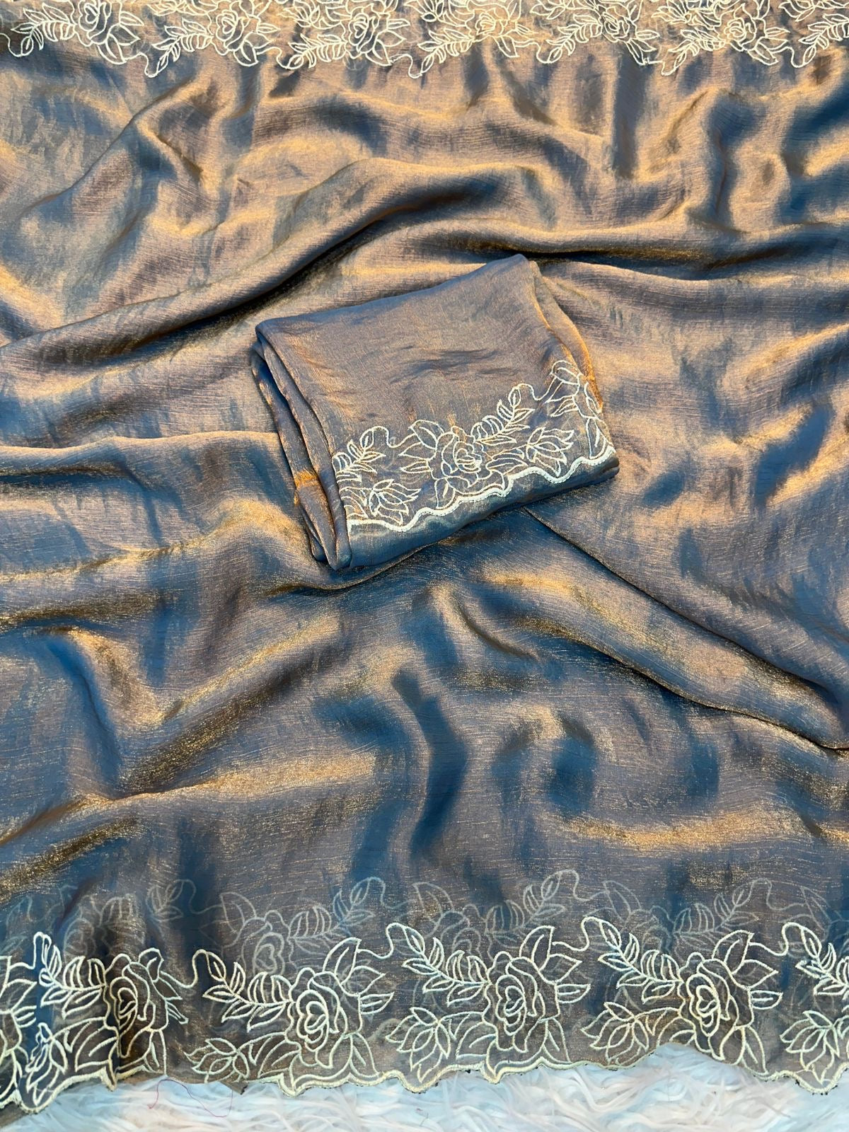 Chiffon saree with embroidery work