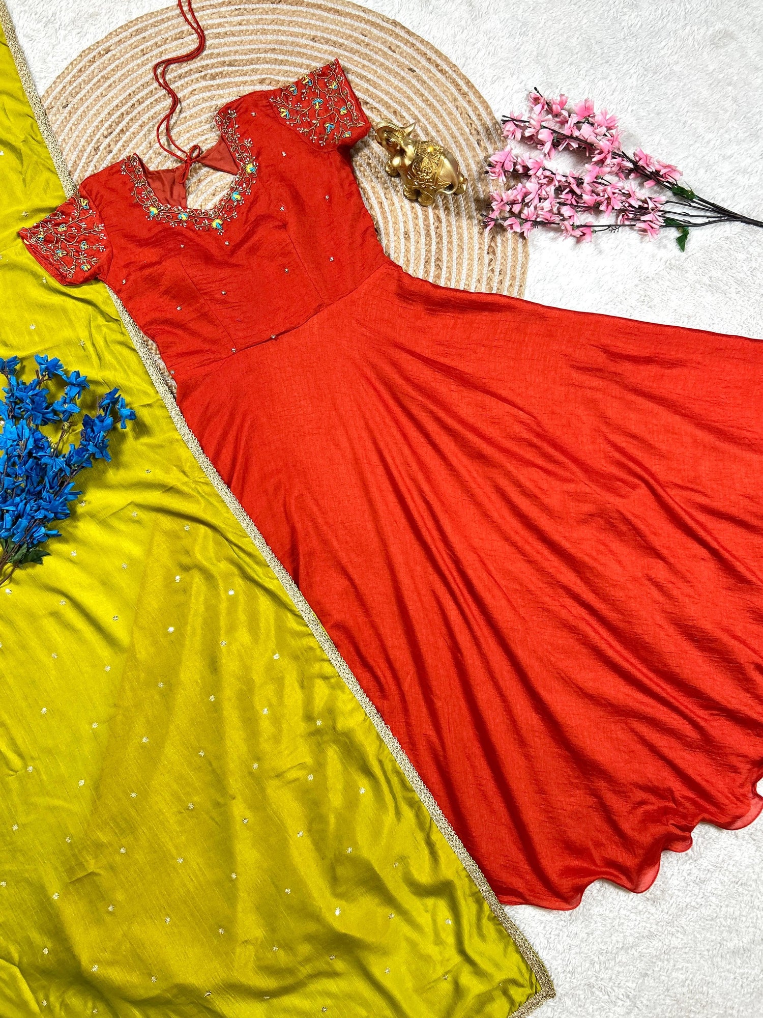 Maxi frock with maggam work