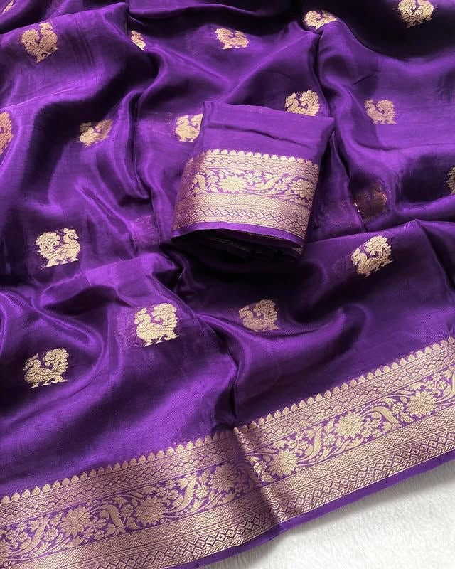 Viscose Russian Pure Silk Saree With Running Blouse