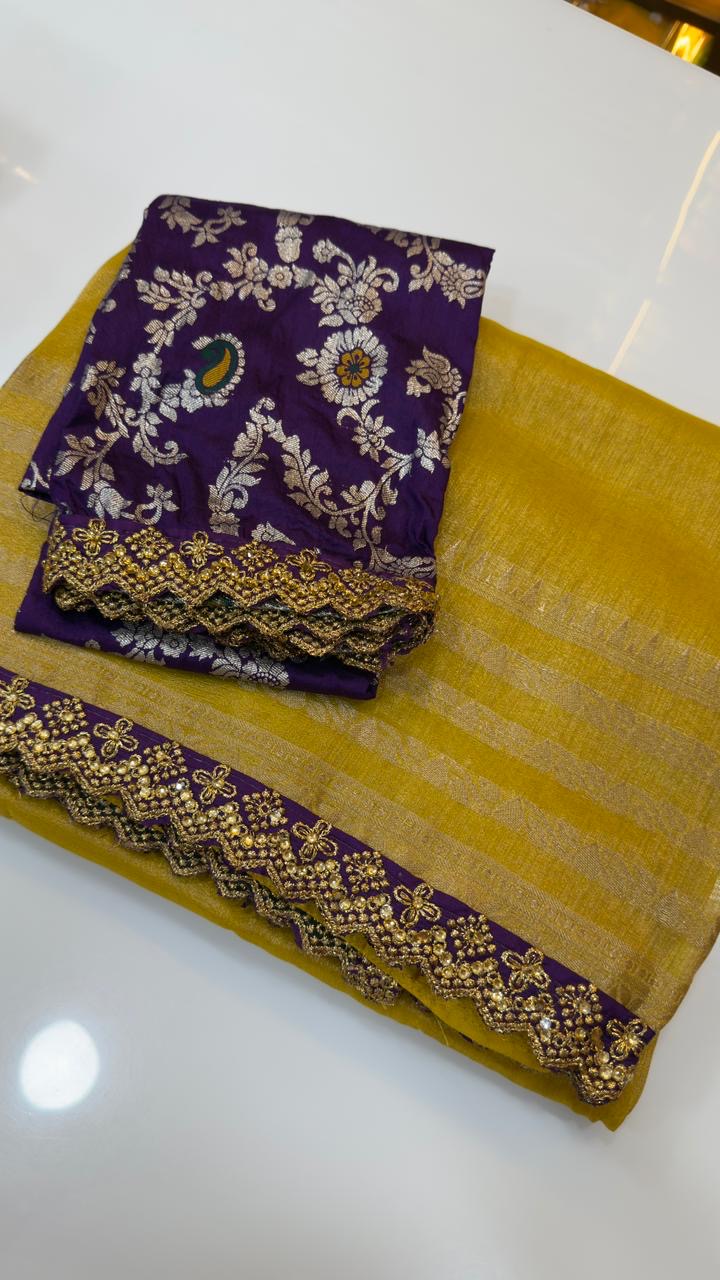 Munga banarasi tissue saree