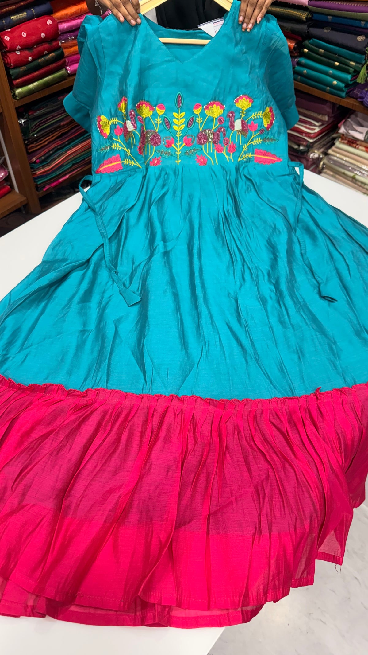 Mul chanderi frock