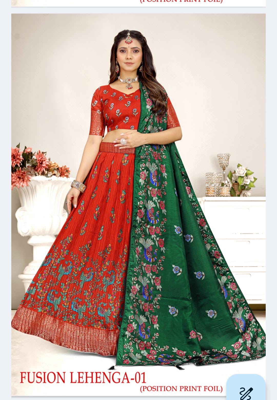 Kalamkari Dola Silk lehengas