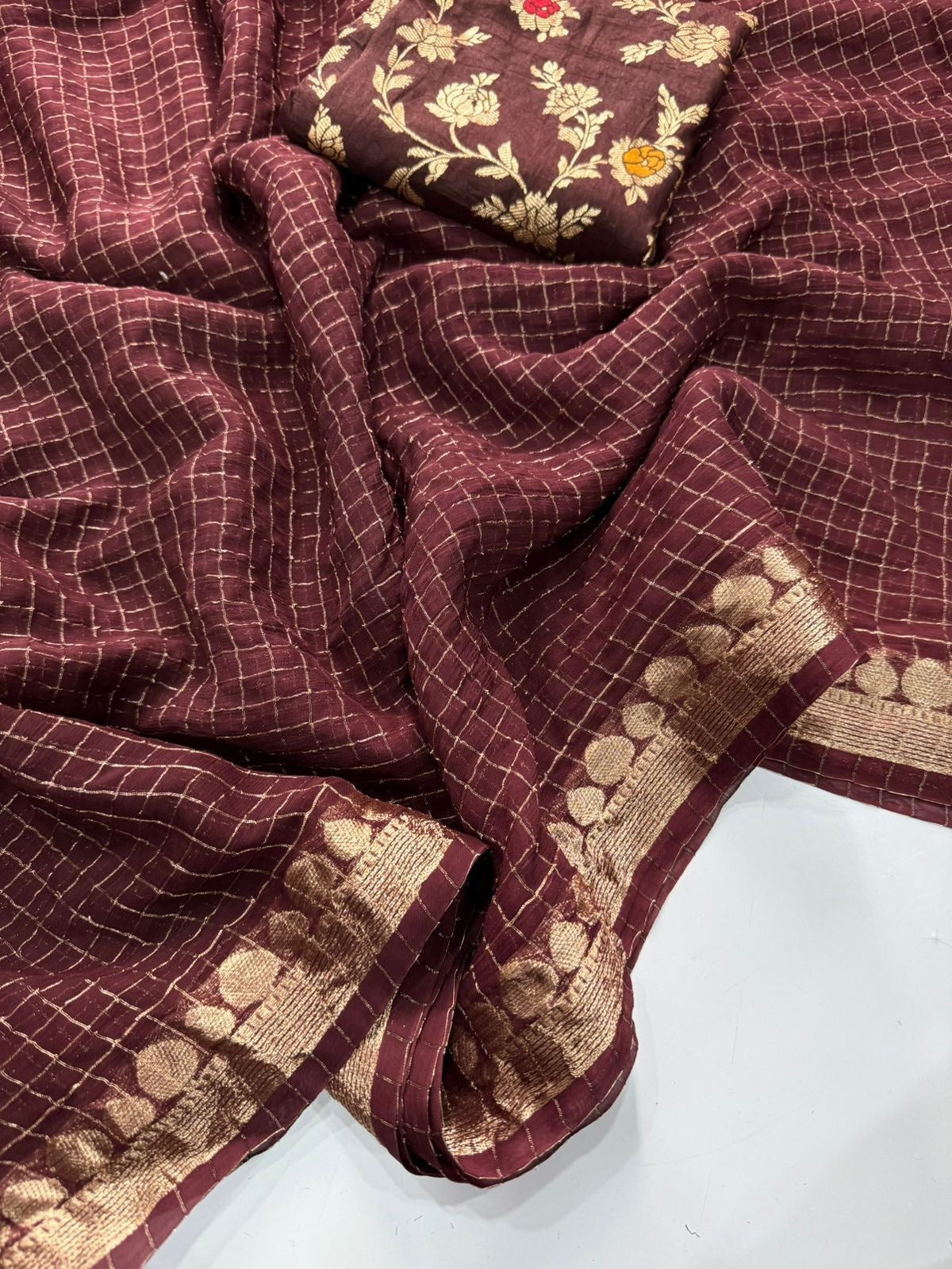 Viscose Georgette Saree With Mina Viscose Blouse