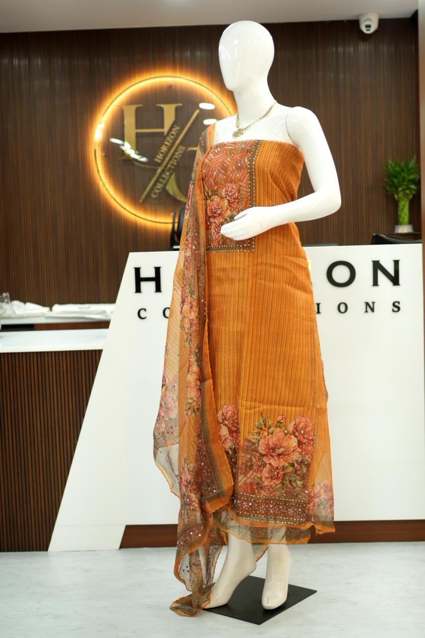 Organza Floral designer Dress material