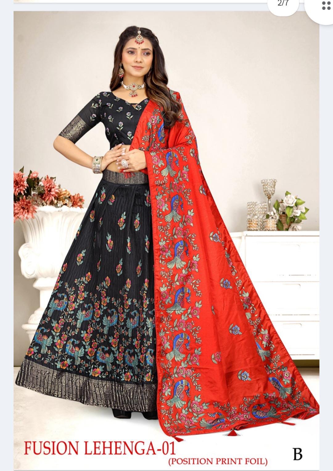 Kalamkari Dola Silk lehengas