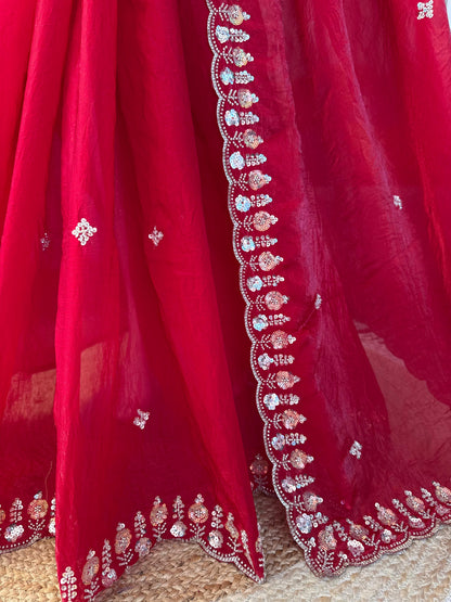 Designer Saree with heavy Beads