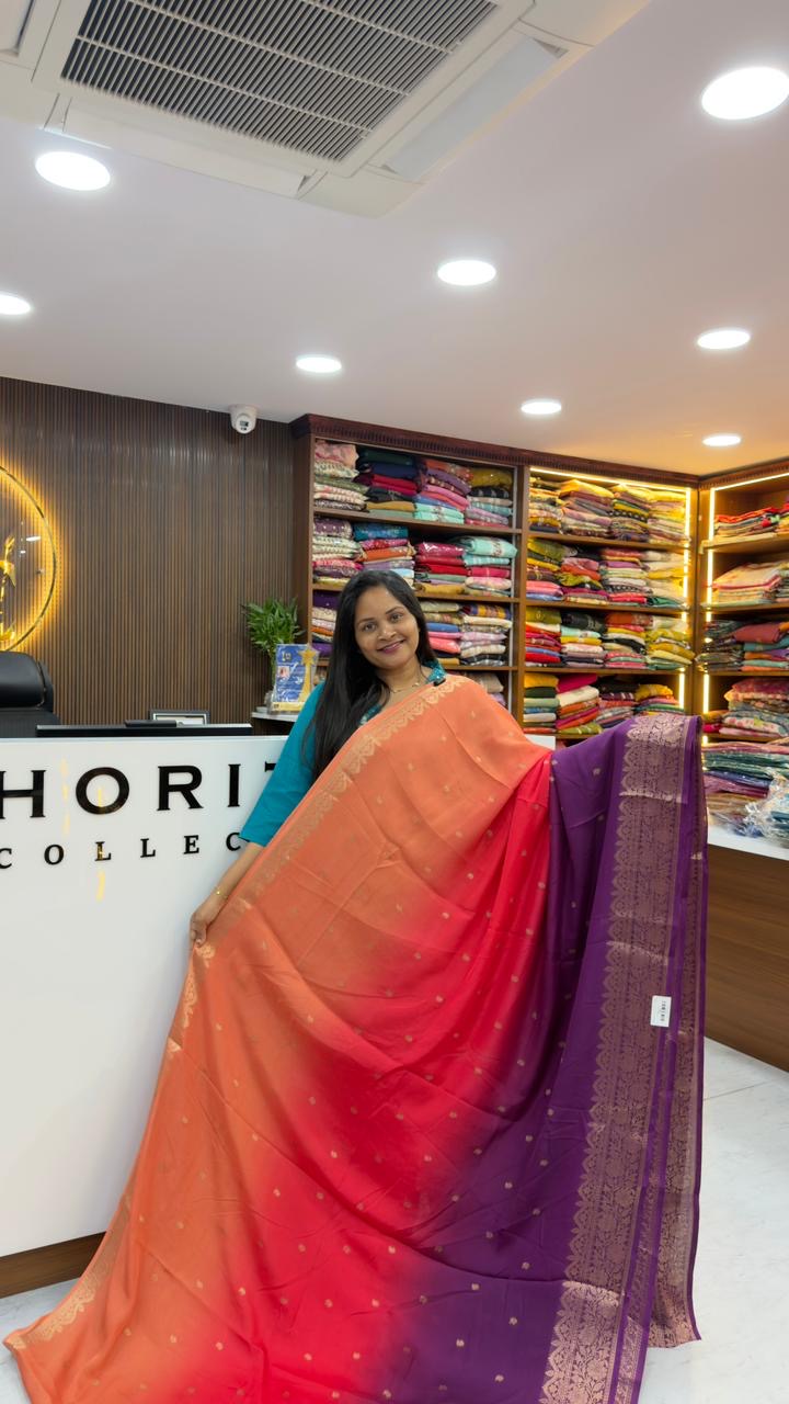 Triple shade Banarasi chiffon sarees