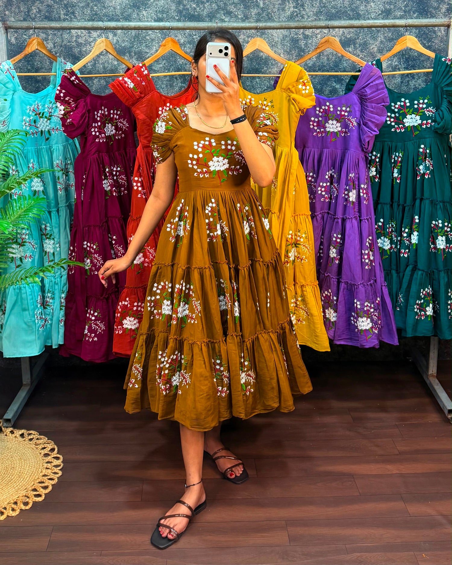 Mul cotton frocks with embroidery