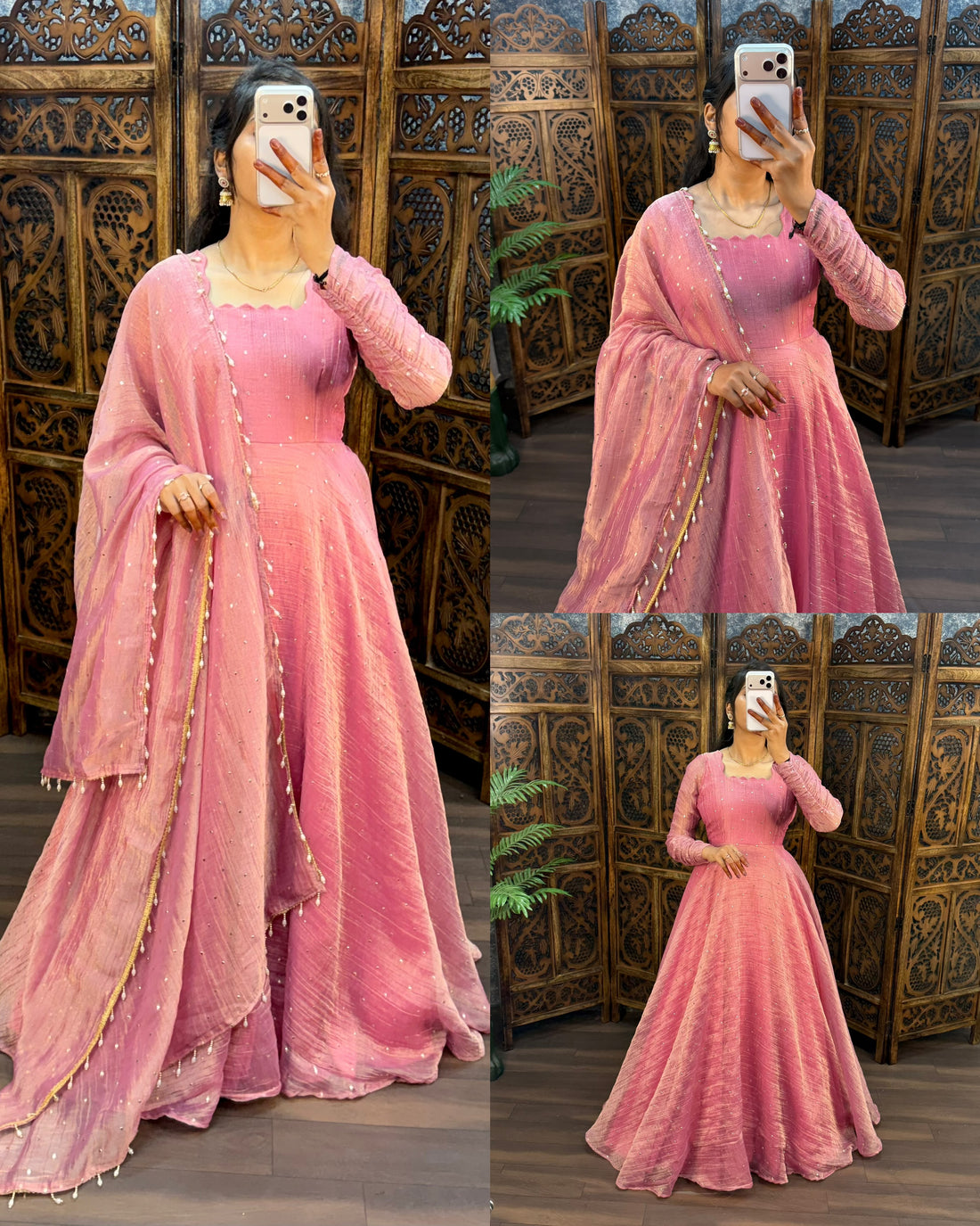 Premium South Salsa Silk Gown with Dupatta(NON-STORE)