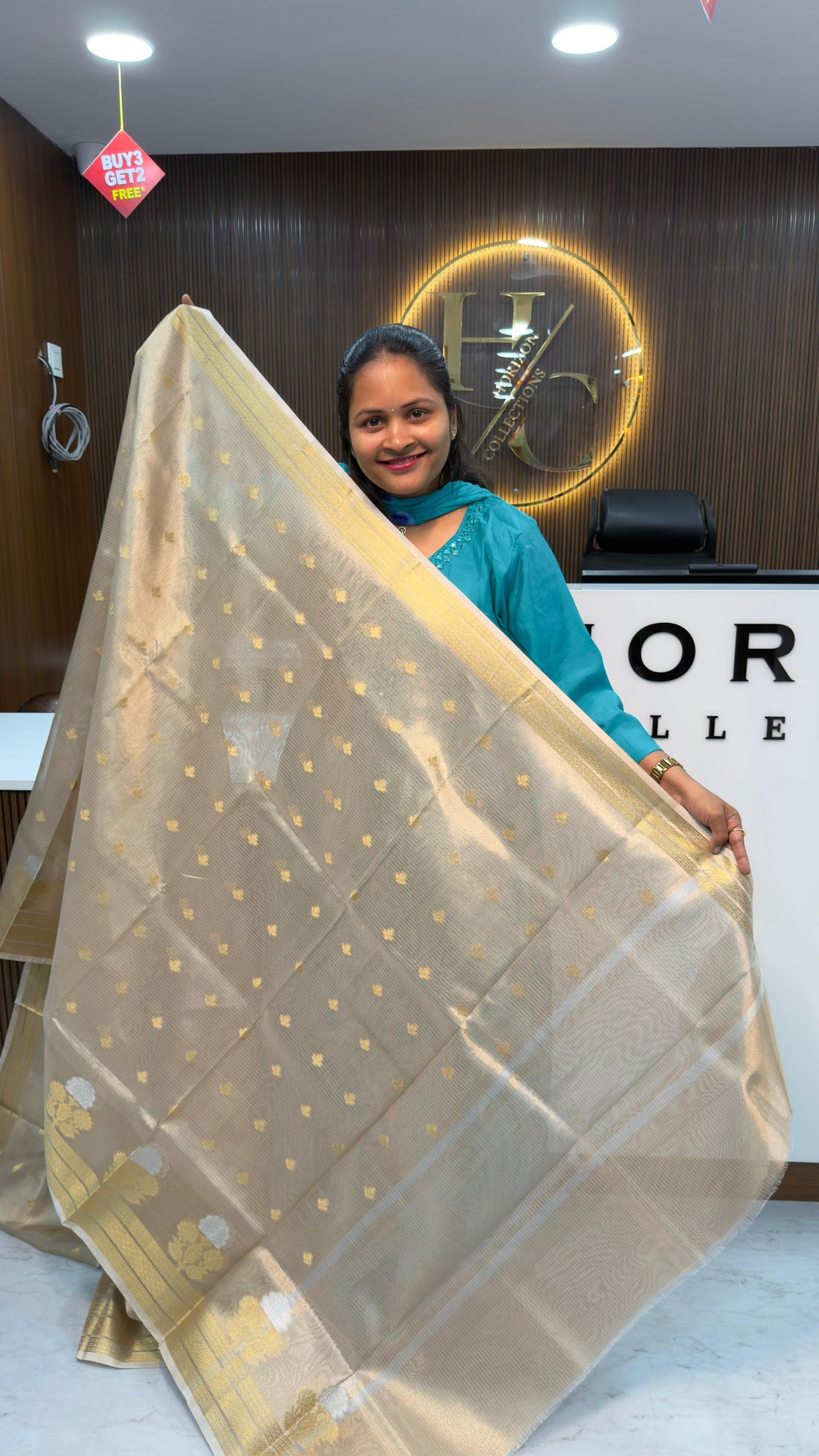 Gold tissue saree