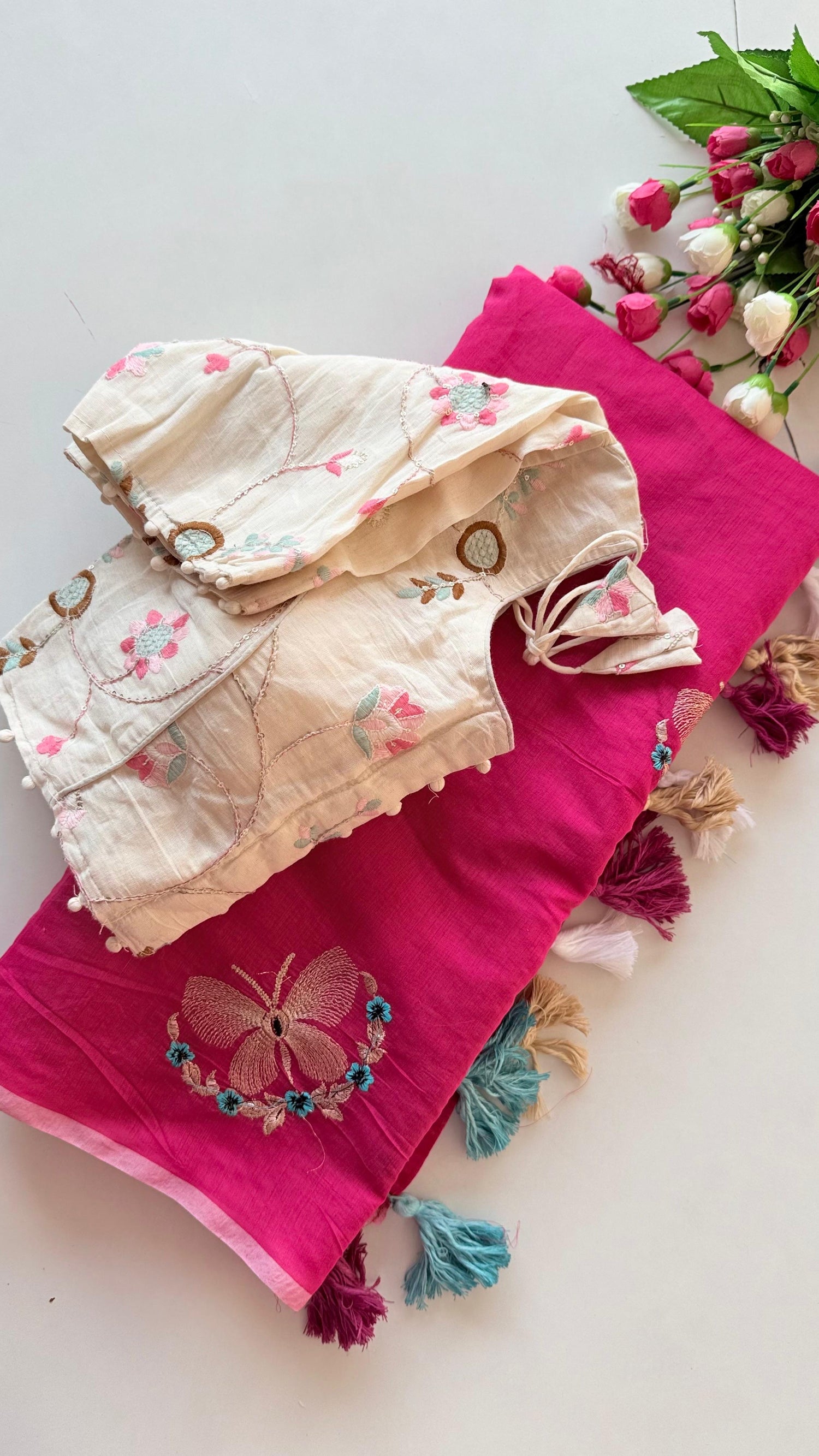 Cotton silk saree in beautiful butterfly design