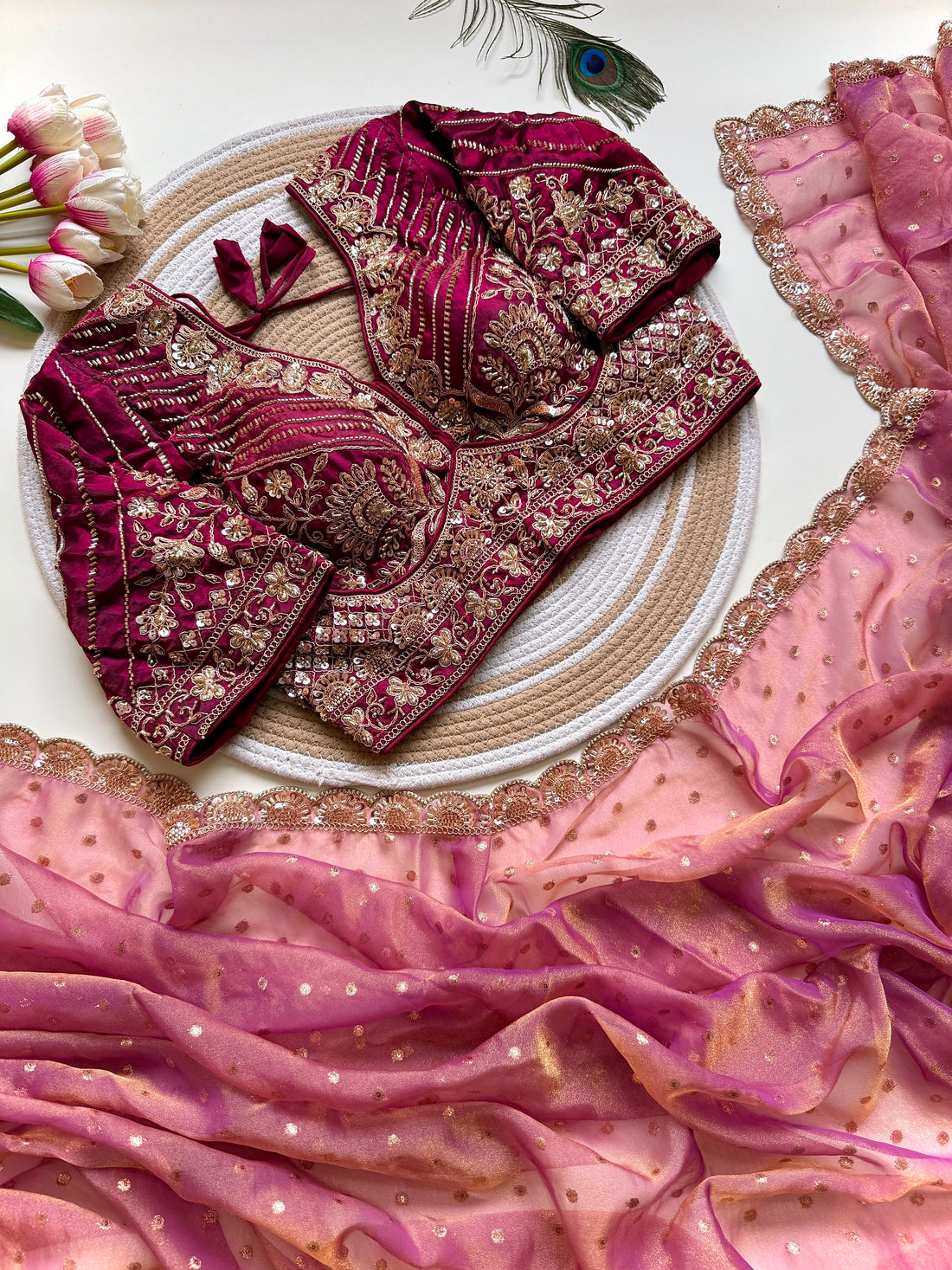 Party wear saree with heavy work(NON-STORE)