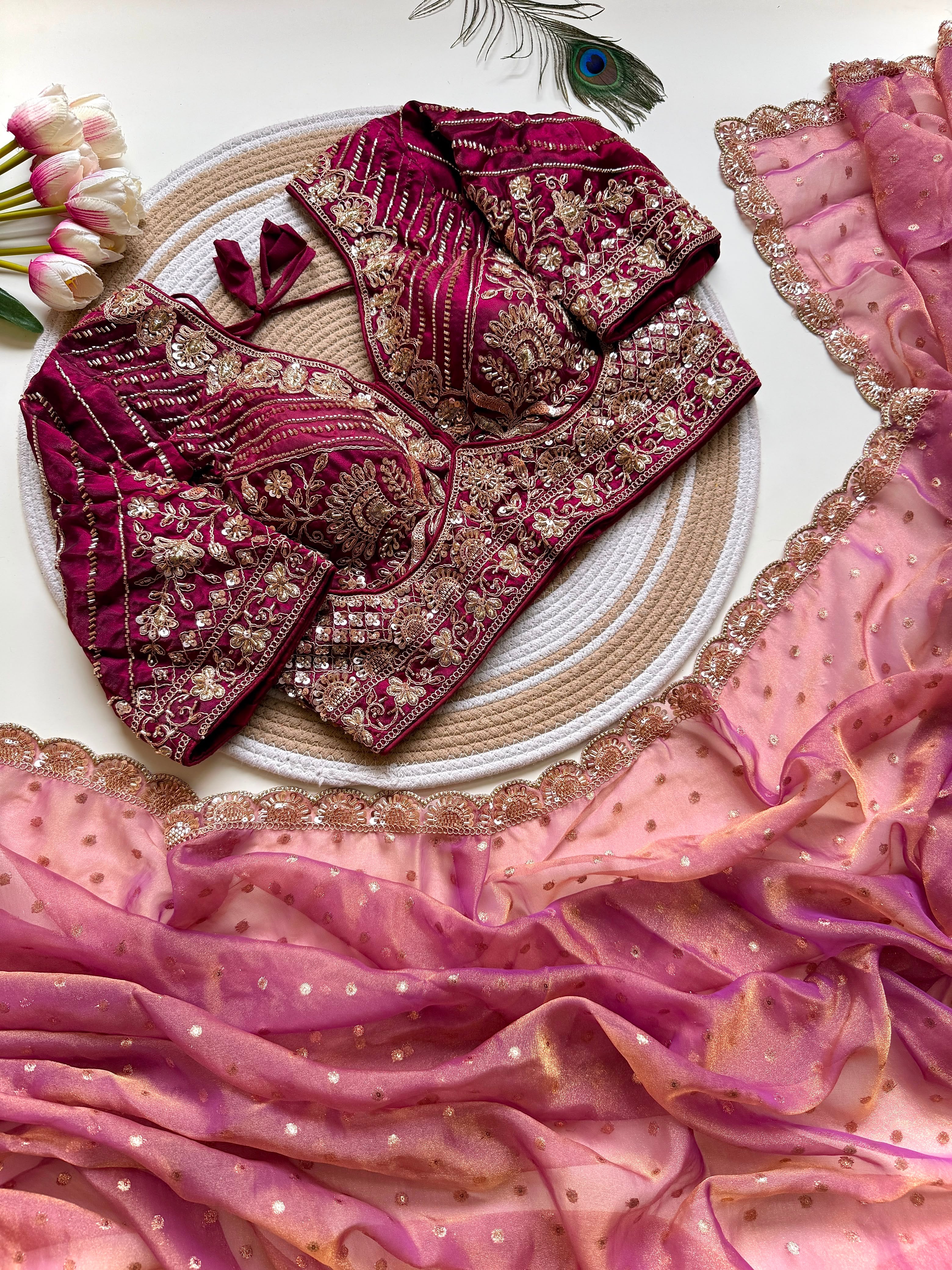 Party wear saree with heavy work(NON-STORE)