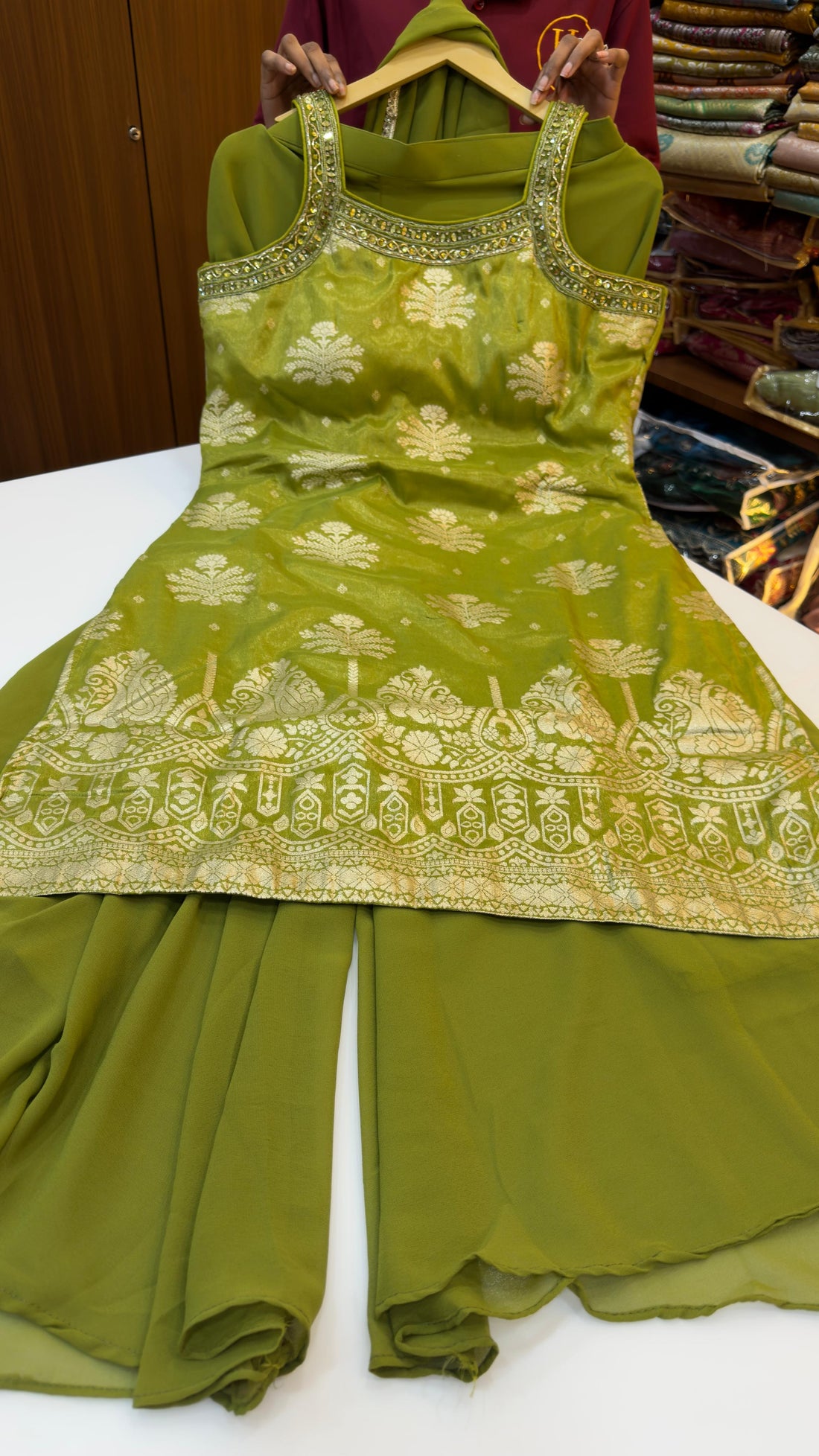 Sharara in Mehandi green shade
