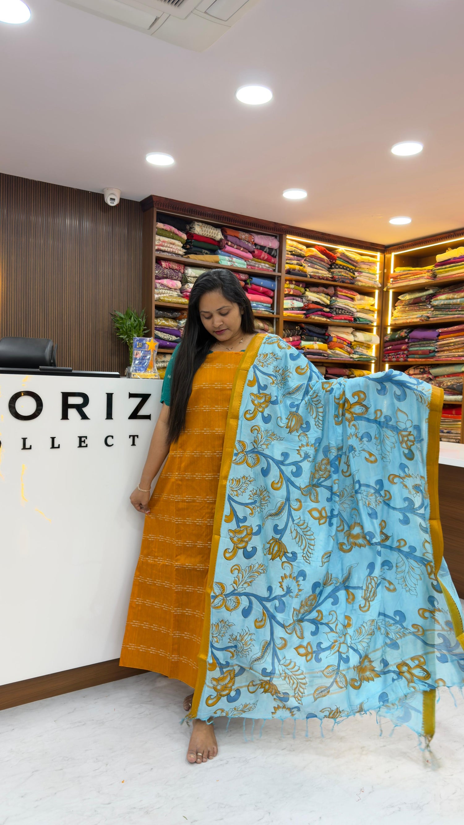 Raw silk dress material with Nellore silk nizam borders dupatta