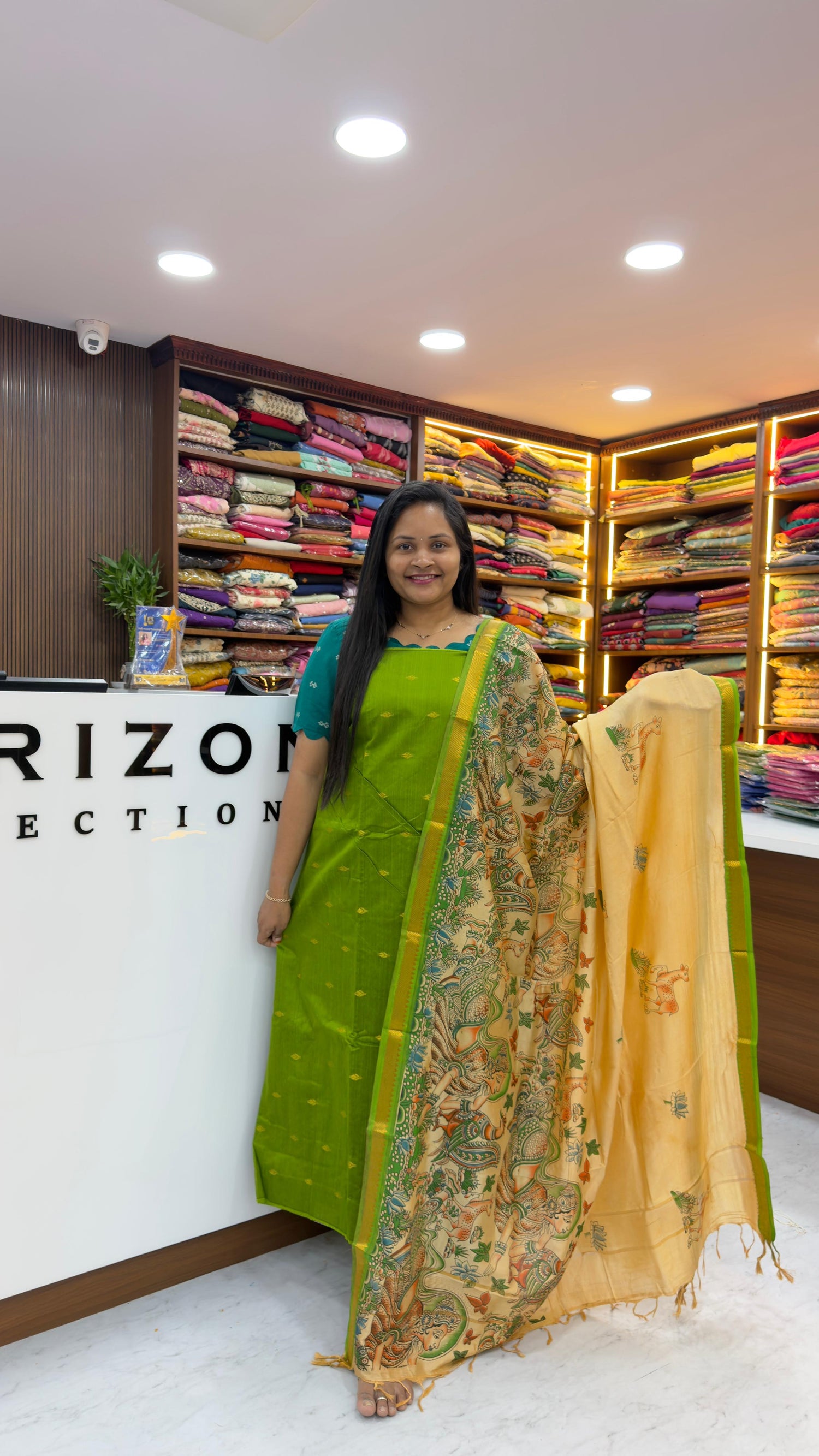 Raw silk dress material with Nellore silk nizam borders dupatta