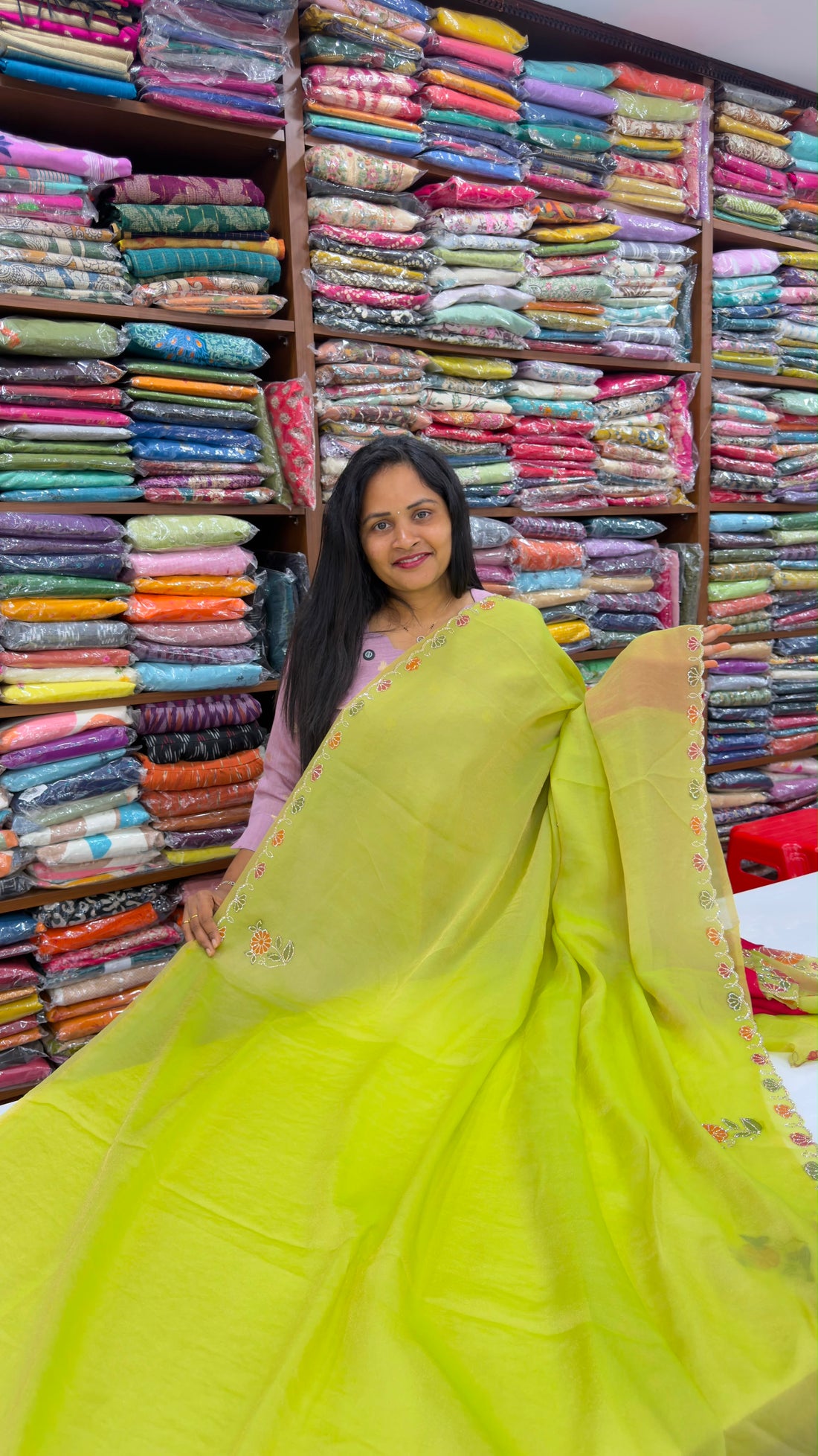 Soft organza shimmer tissue sarees