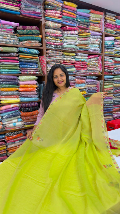 Soft organza shimmer tissue sarees