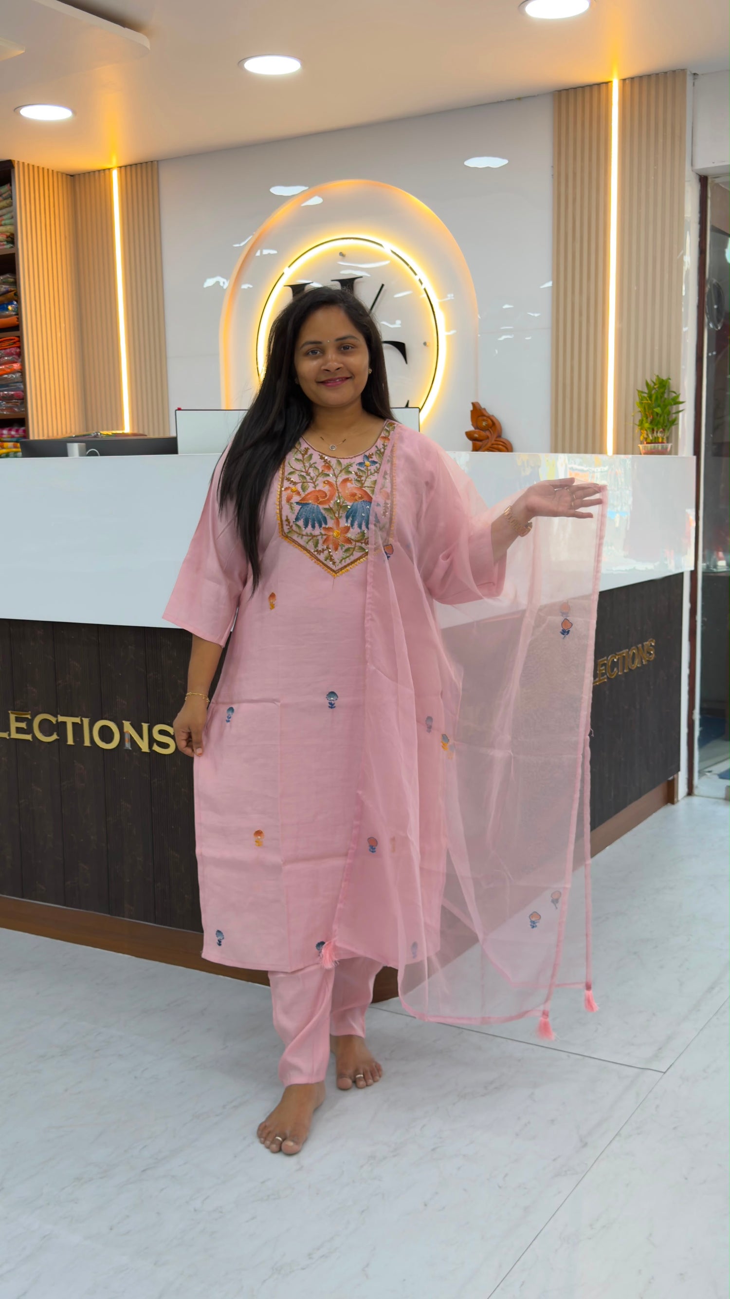 Tussar Kantha work three piece sets