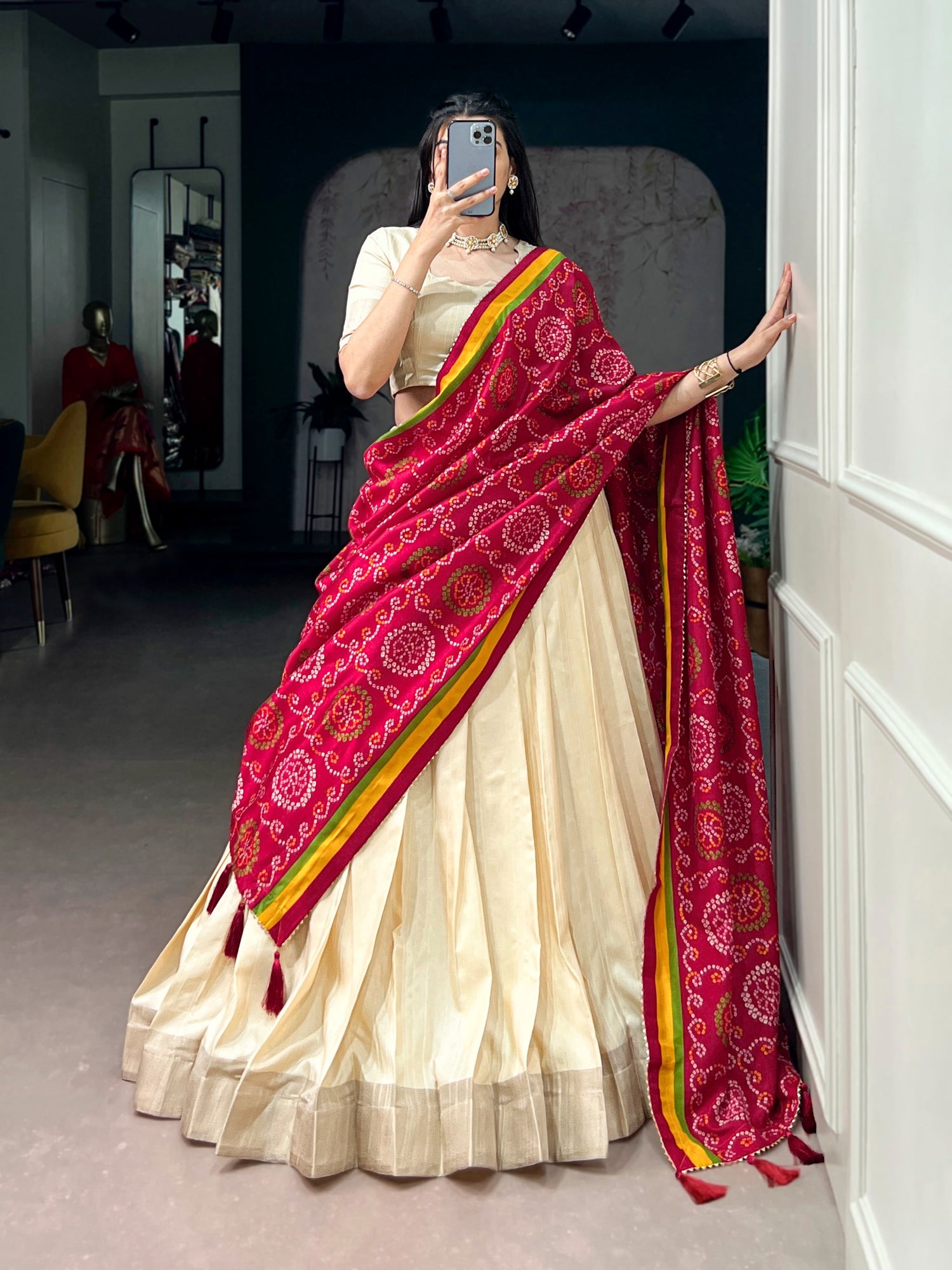 Beautiful half white Lehenga