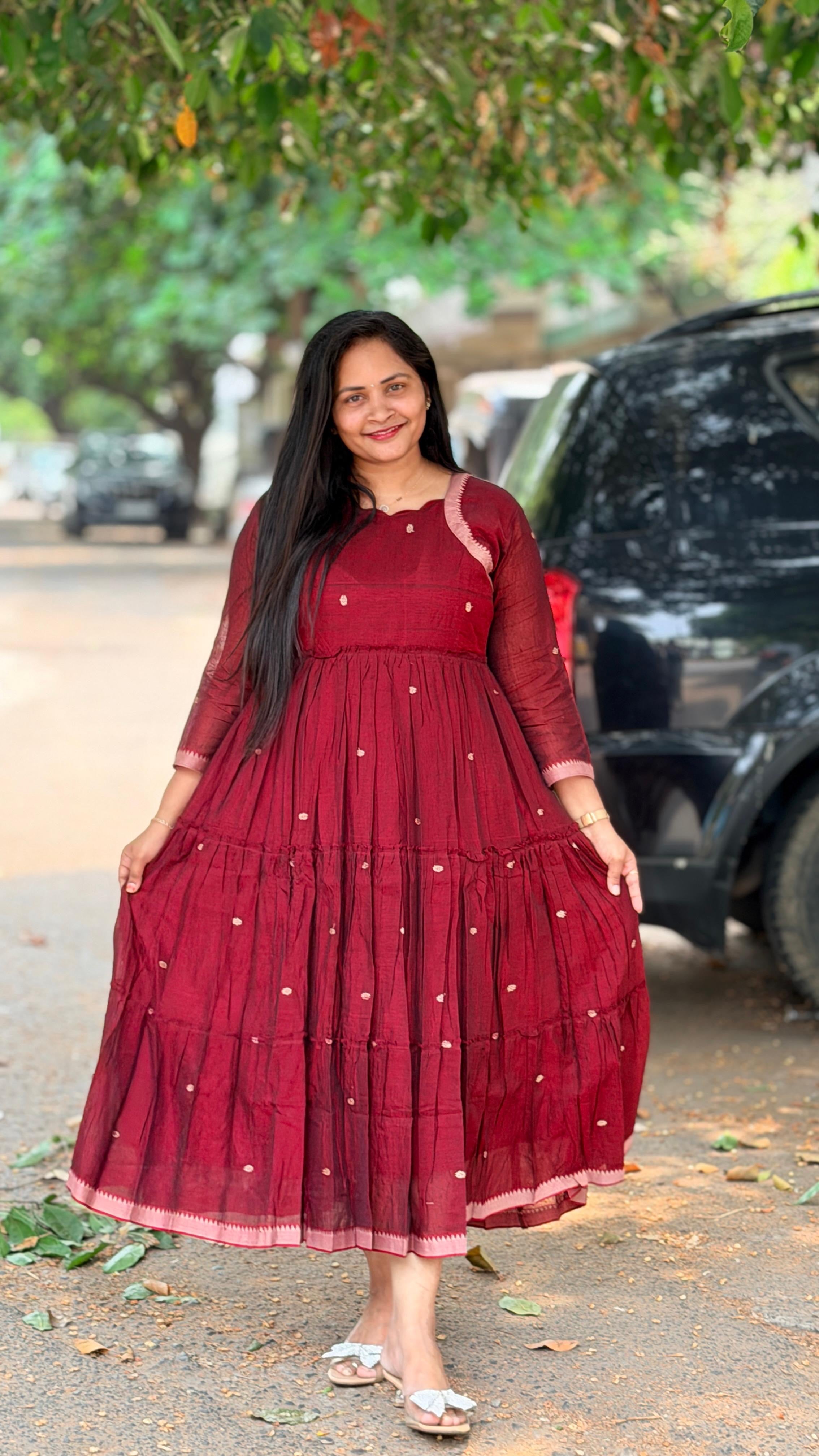 Narayanpet cotton frocks with flare and cotton lining