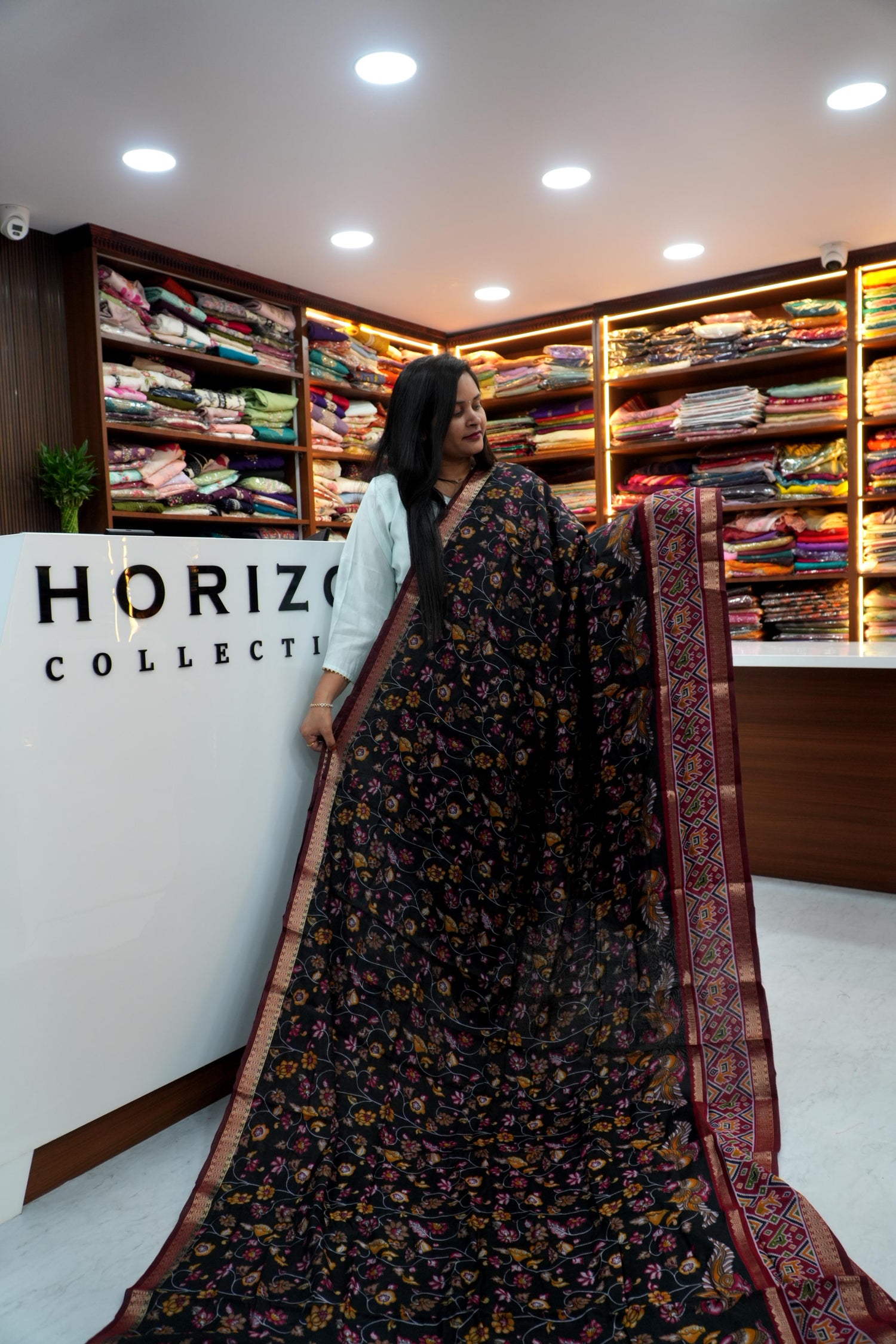 Kalamkari sarees in Maheswari silk fabric and Pochampally borders