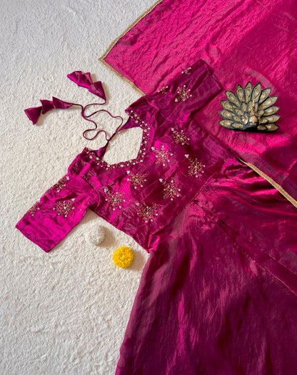 Space silk Lehenga Choli with maggam work(NON-STORE)