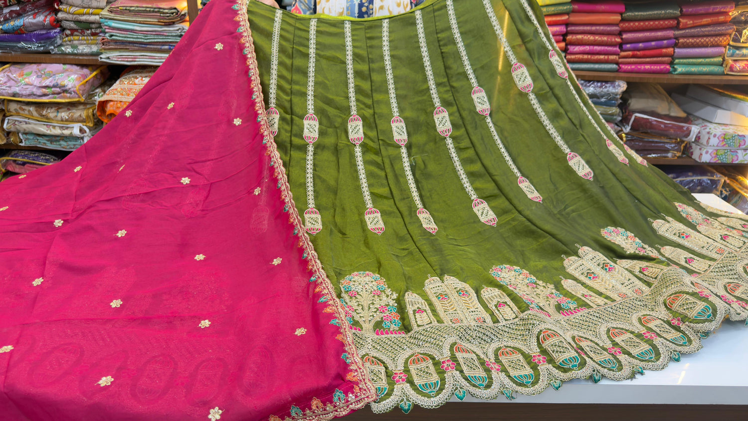 Space silk lehengas