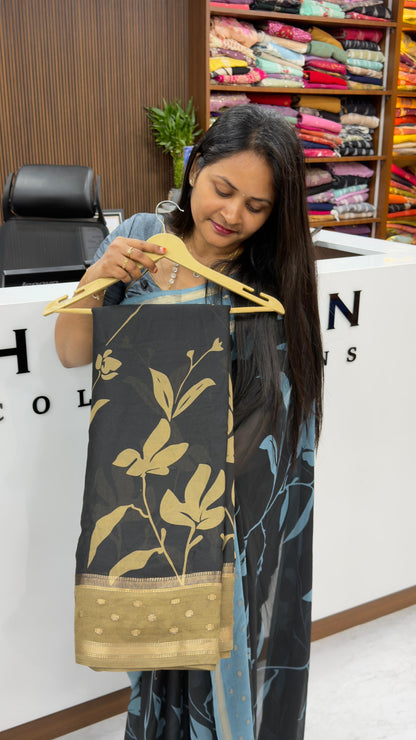 Marshmallow black sarees