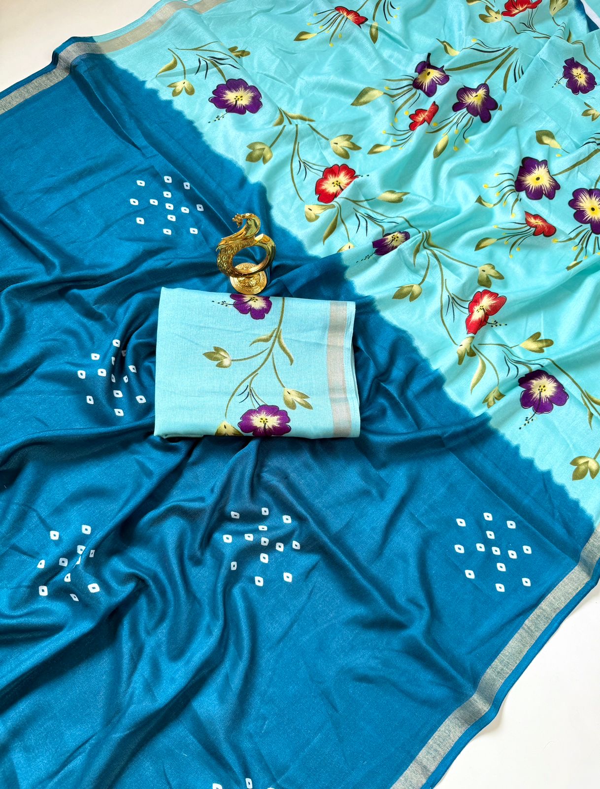 mul cotton saree with Bhandhani  desgin
