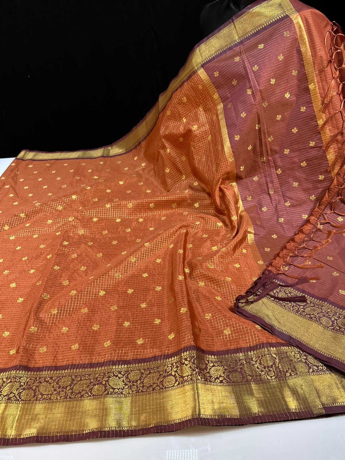Vintage inspired soft semi silk Banarasi saree
