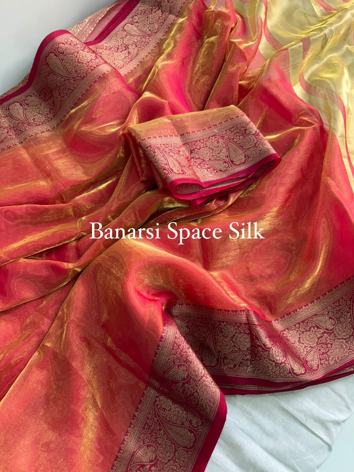 Banarsi Space Silk Saree With Running Blouse &amp; Pallu
