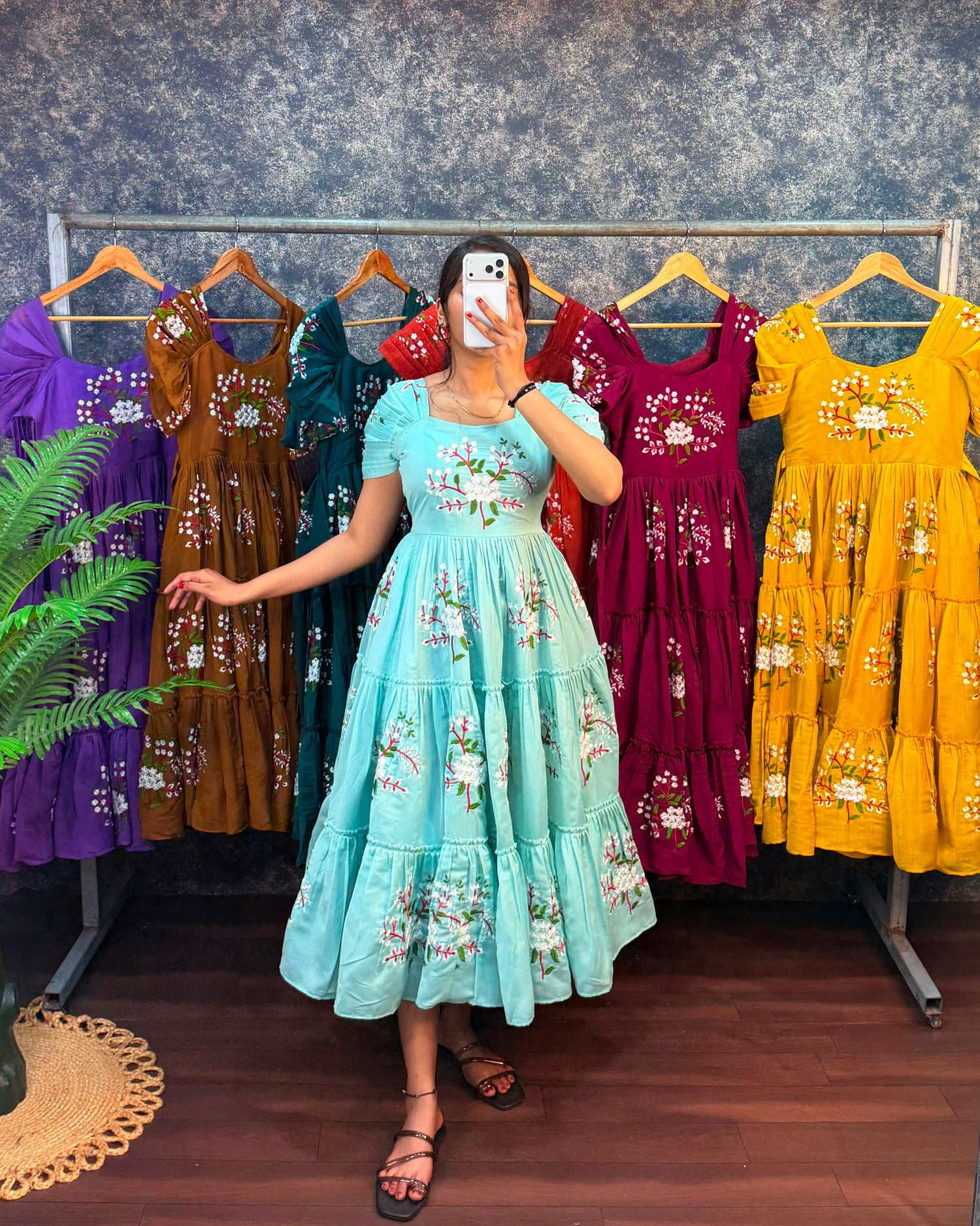 Mul cotton frocks with embroidery