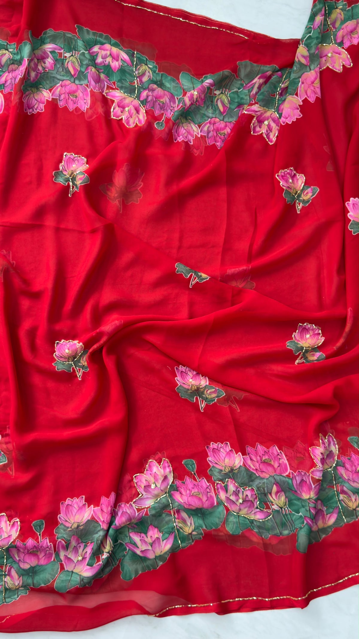 Fox Georgette saree with maggam work
