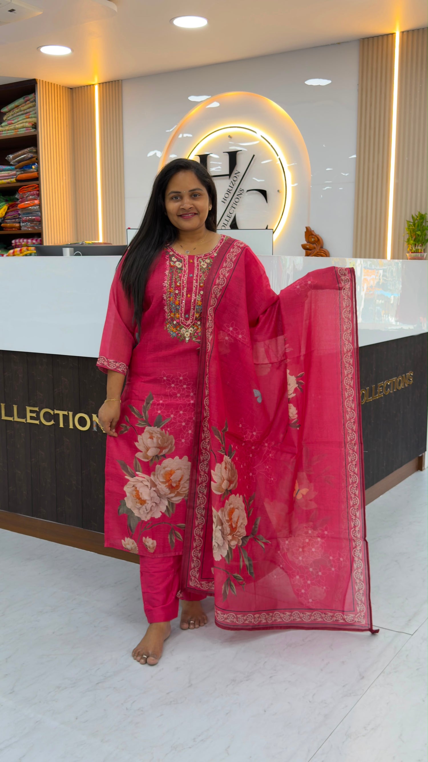 Tussar Kantha work three piece sets