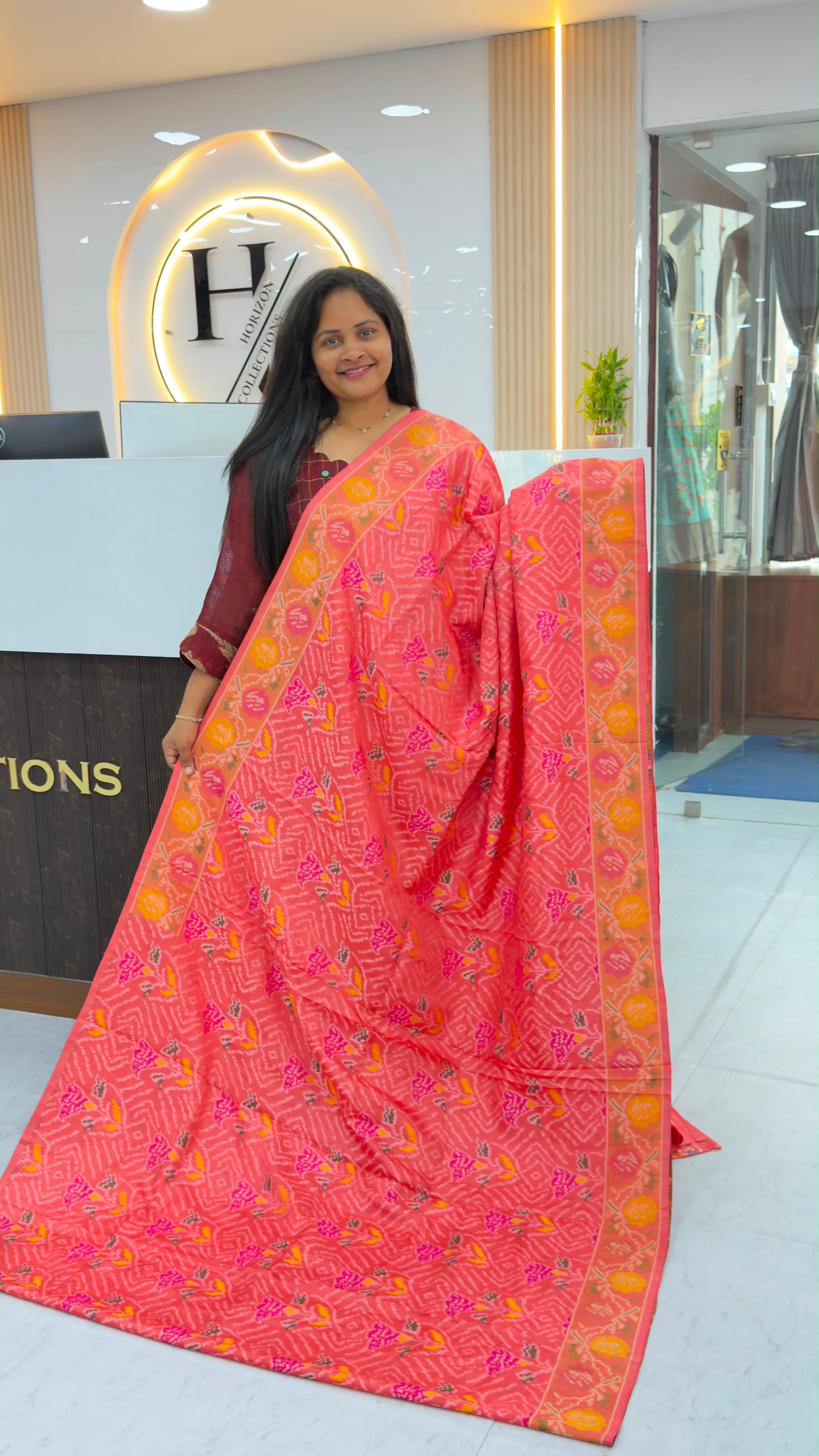 Mushroom Ikkat Patola sarees