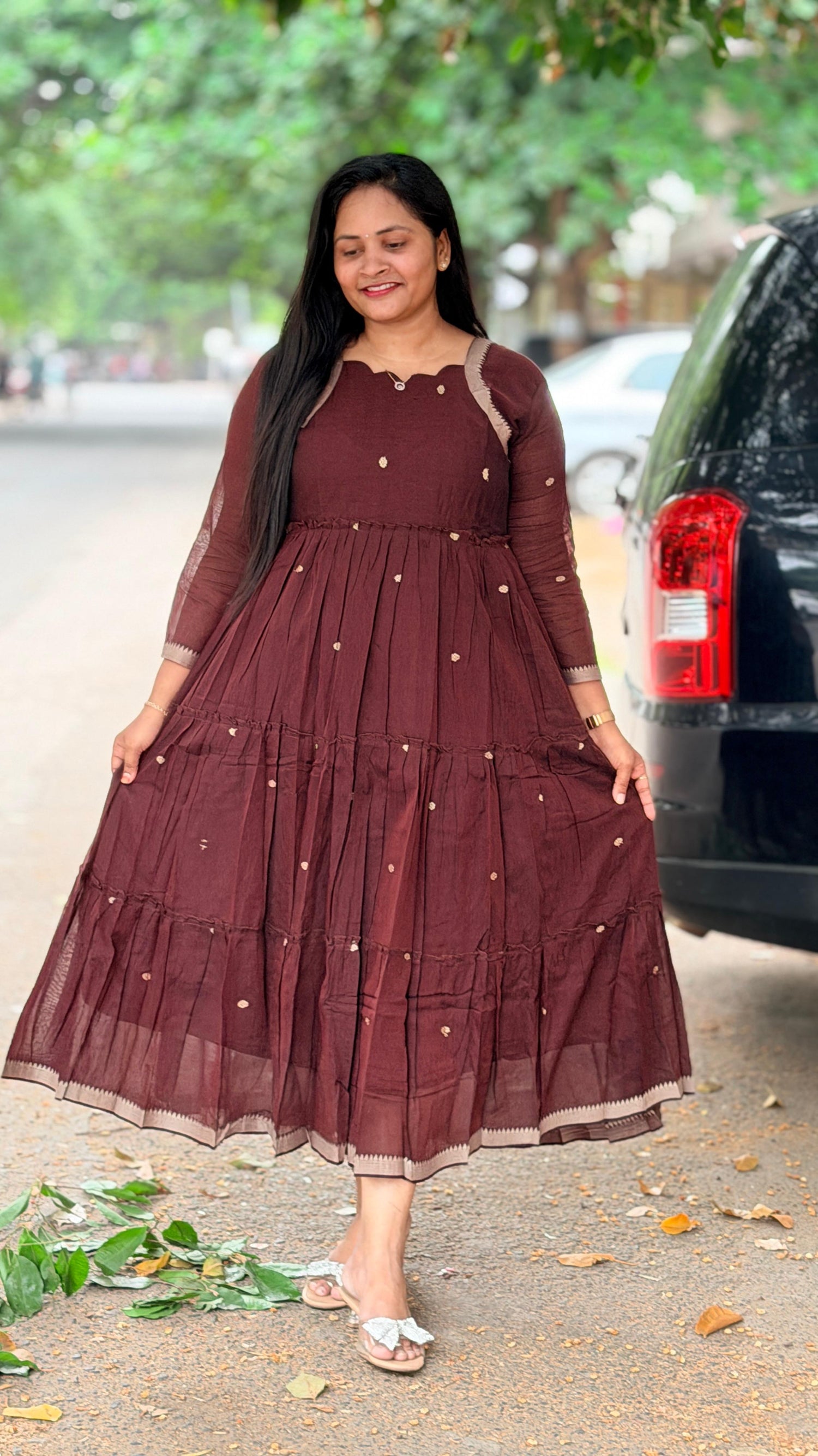 Narayanpet cotton frocks with flare and cotton lining