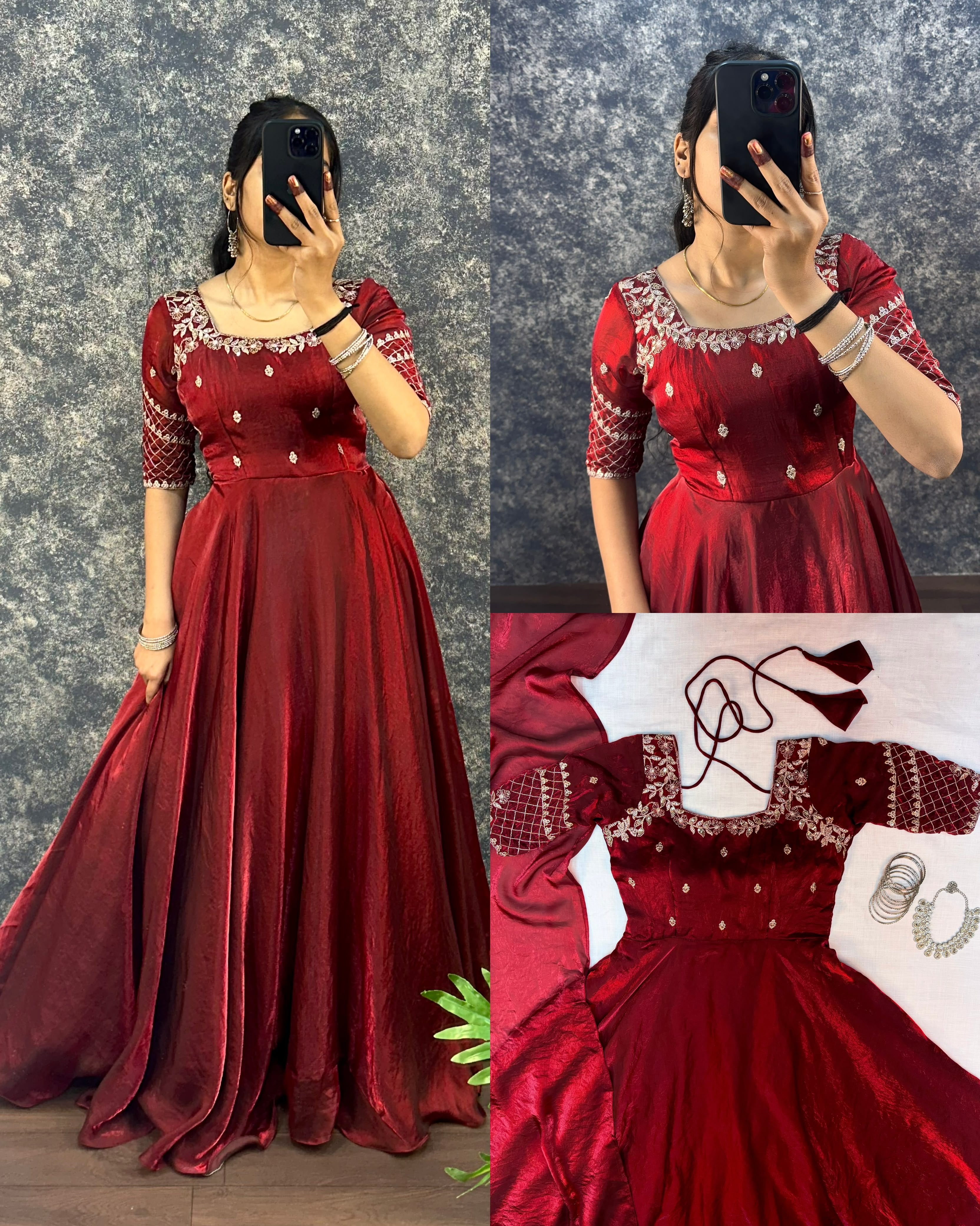 Premium Embroidery Sequence Gown with Dupatta(NON-STORE)
