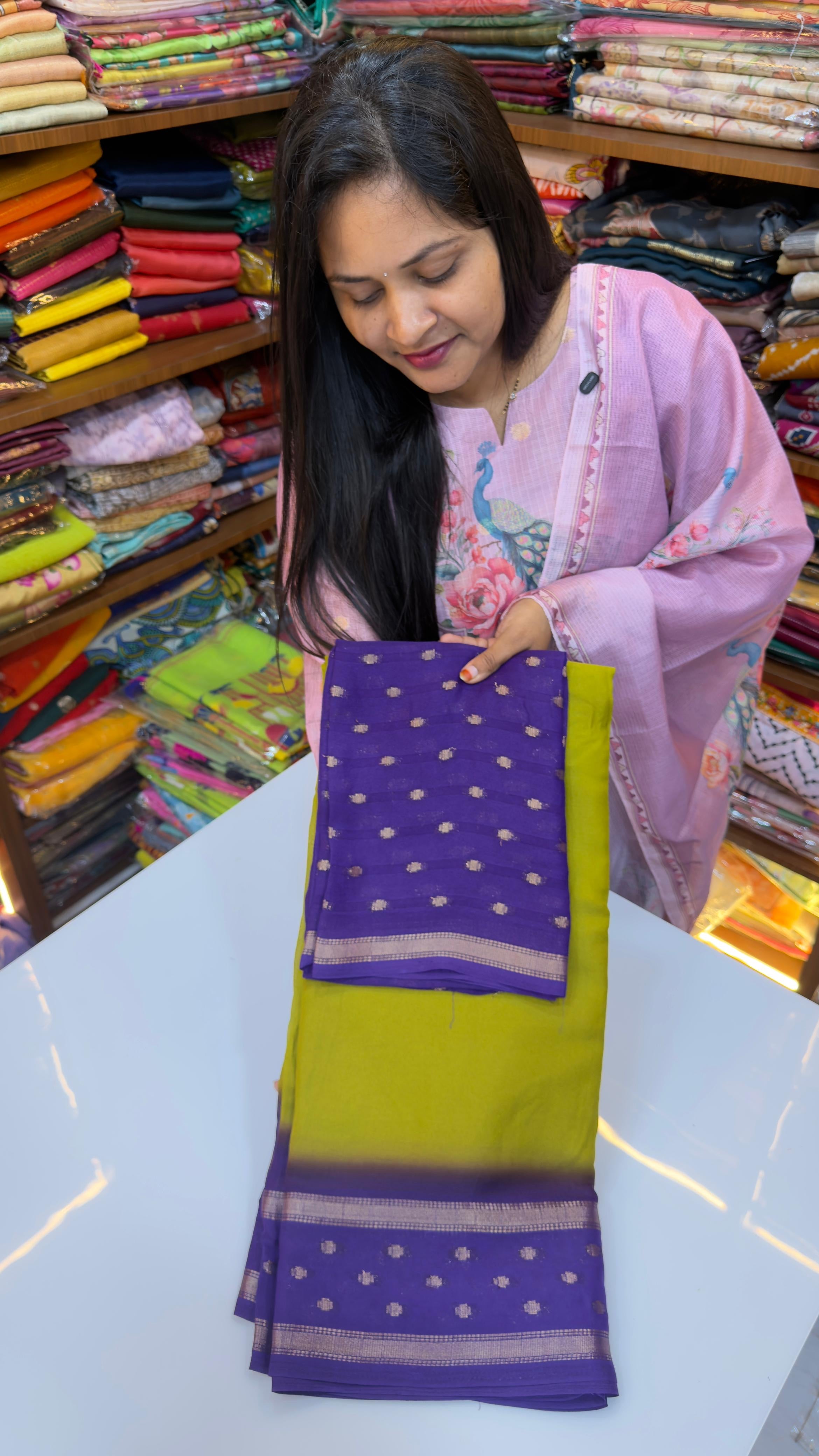 Dual shade marshmallow saree