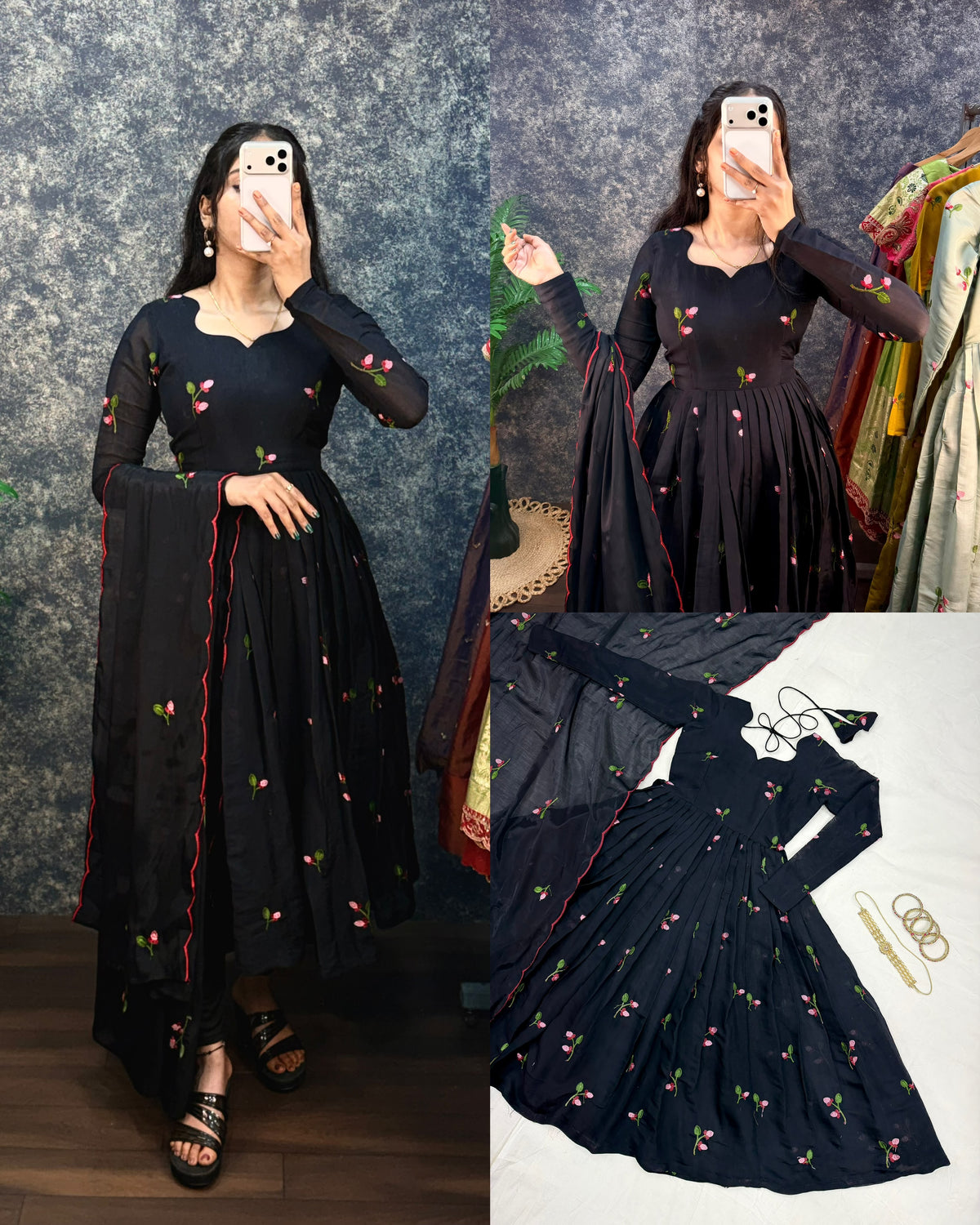 Premium Mull Chanderi Anarkali with Dupatta(NON-STORE)
