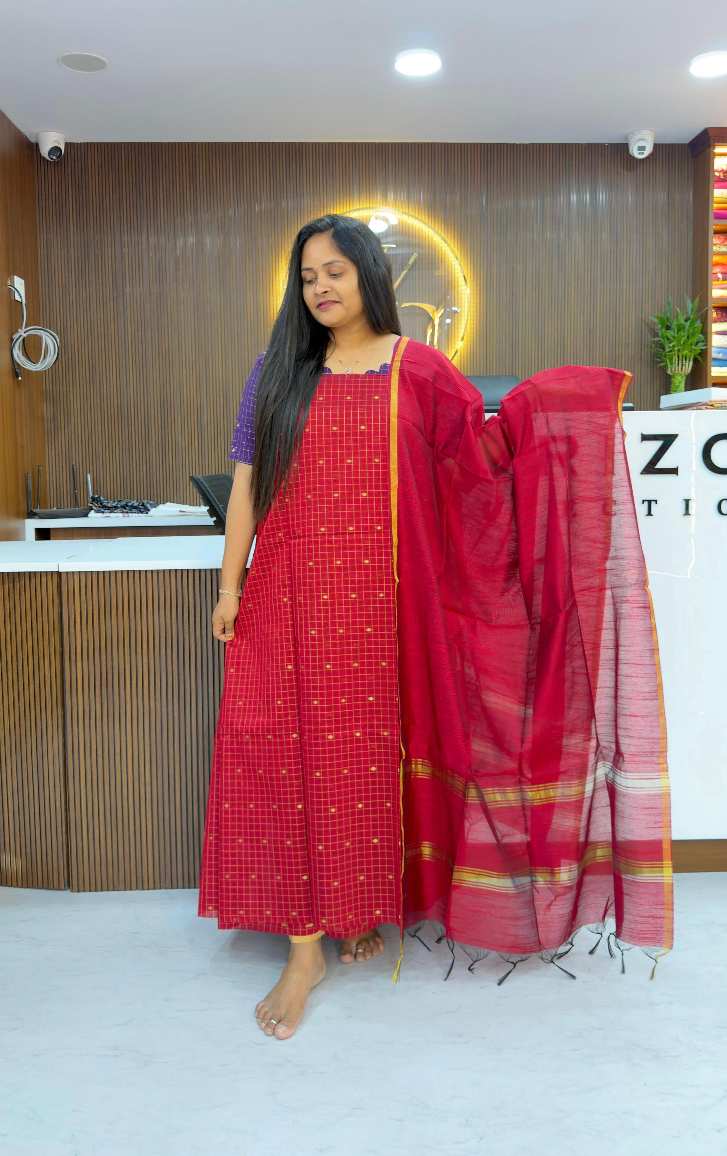 Raw silk pattu style unstitched dress materials