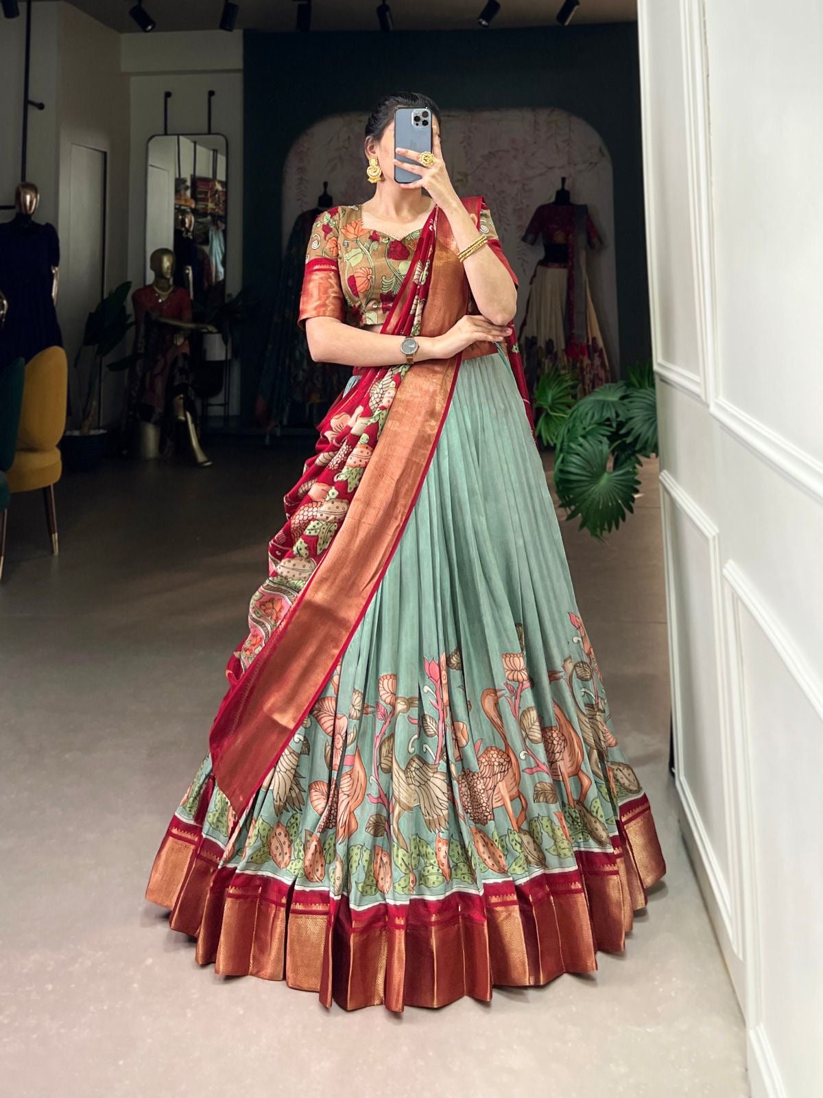 Dola silk Semi stitched lehenga