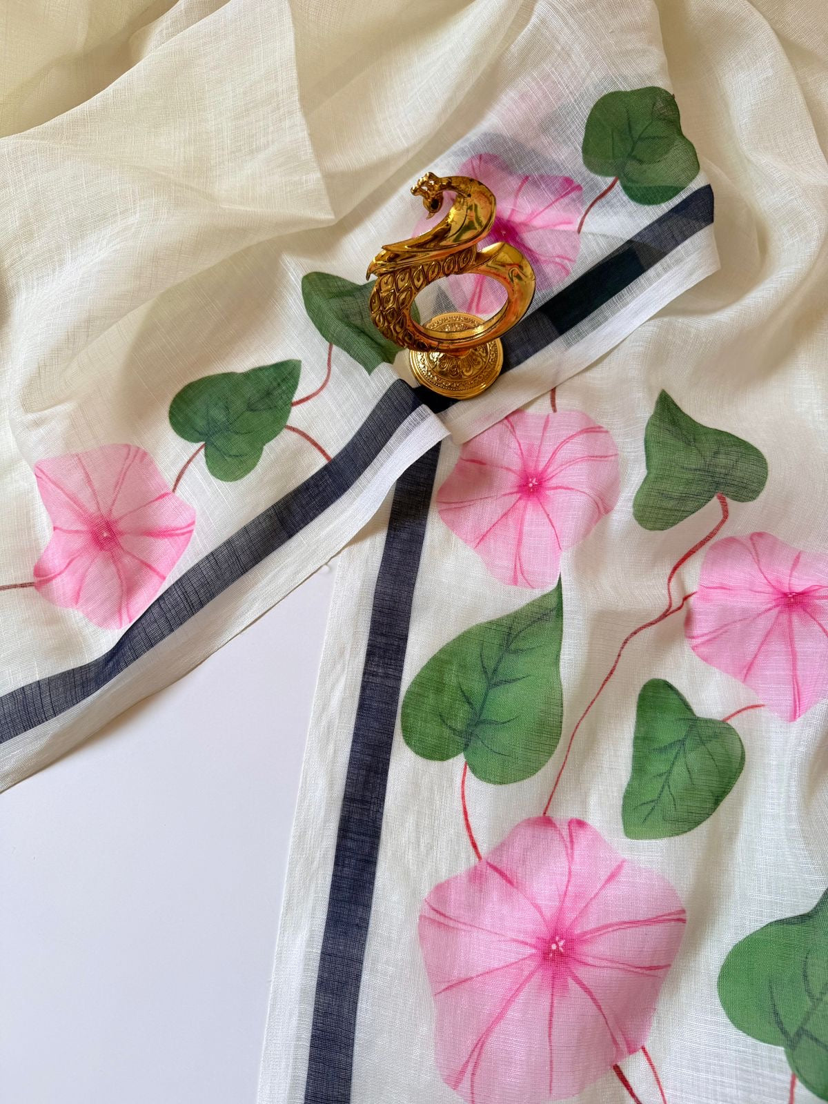 linen cotton saree with pallu tussle