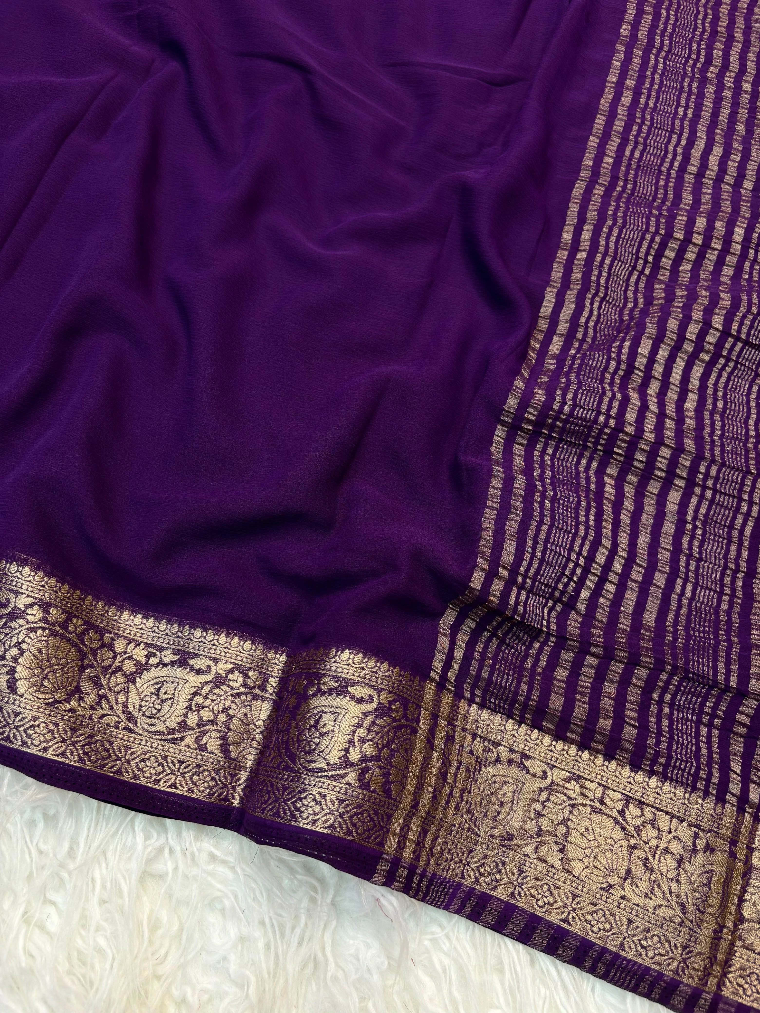 Pure chiffon saree with jacquard pallu(NON-STORE)