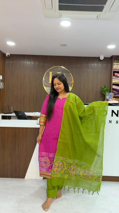 Handloom Pure Cotton 3 piece sets with Pochampally weaving