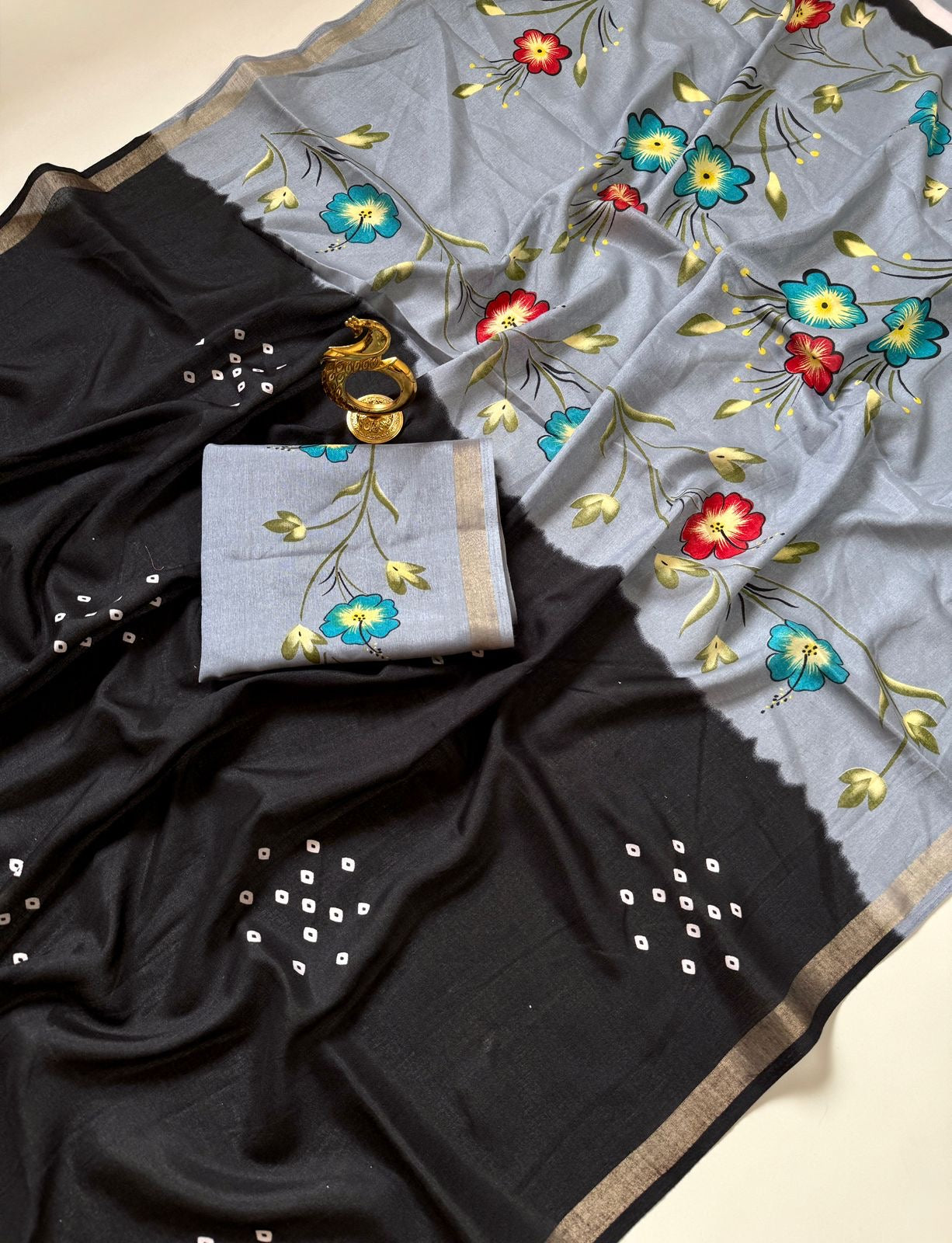 mul cotton saree with Bhandhani  desgin