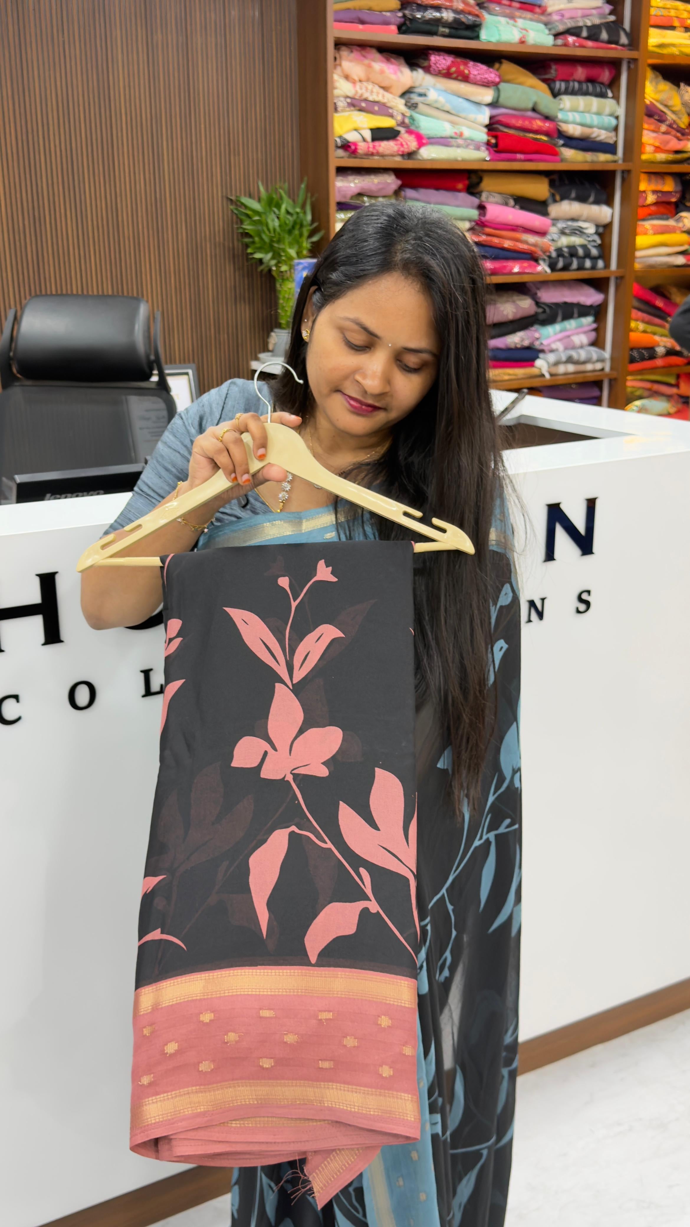 Marshmallow black sarees