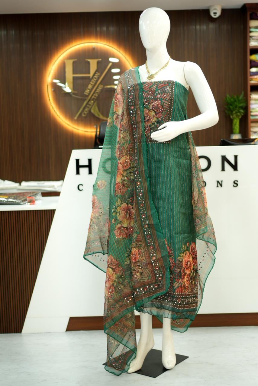 Organza Floral designer Dress material